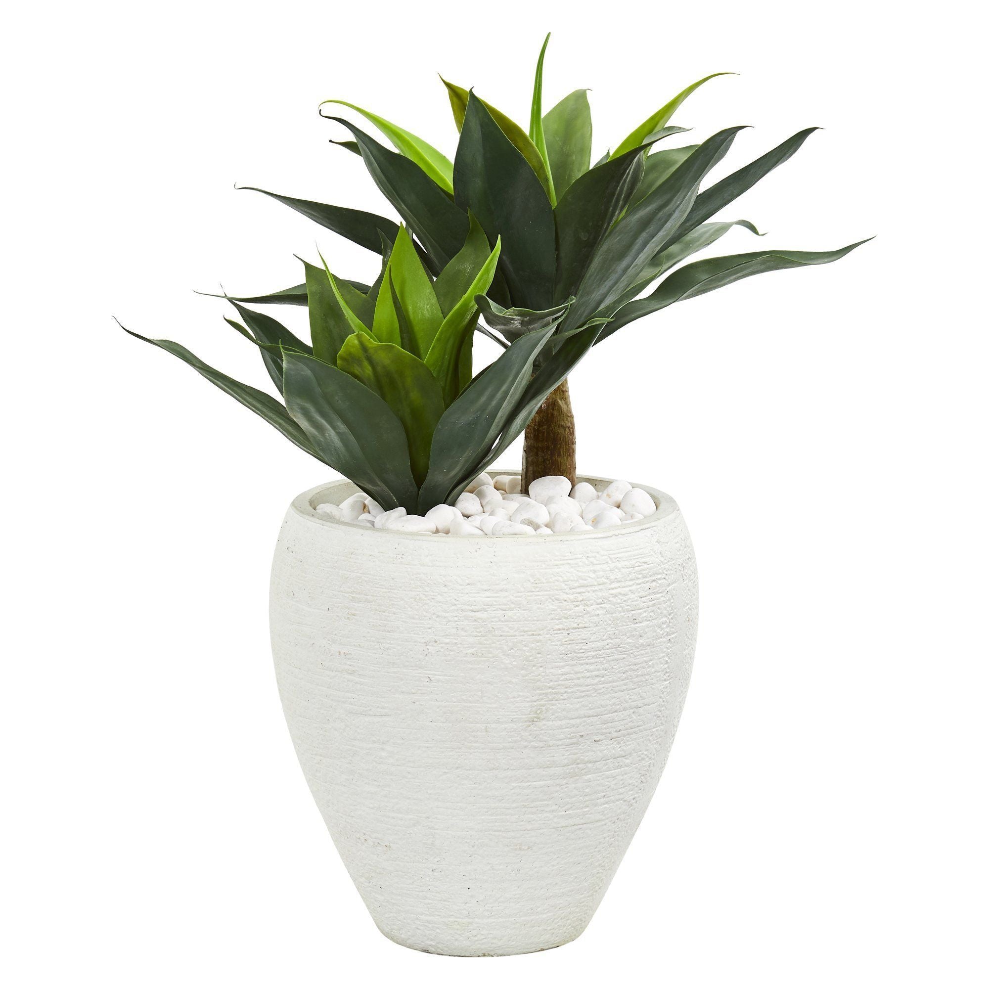 26” Double Agave Artificial Plant in White Planter