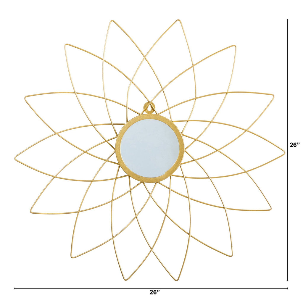 26” Gold Metal Flower Accent Wall Mirror