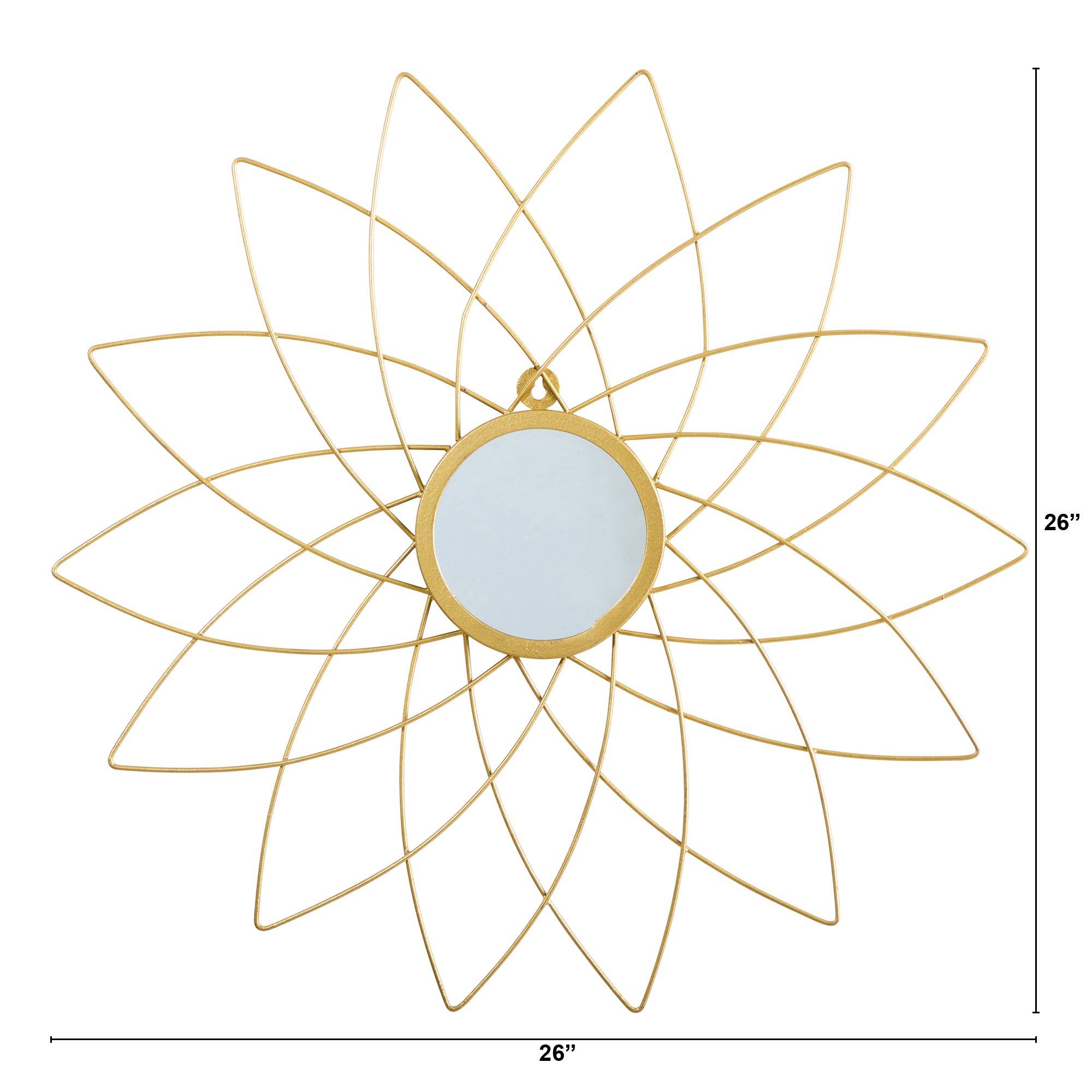 26” Gold Metal Flower Accent Wall Mirror