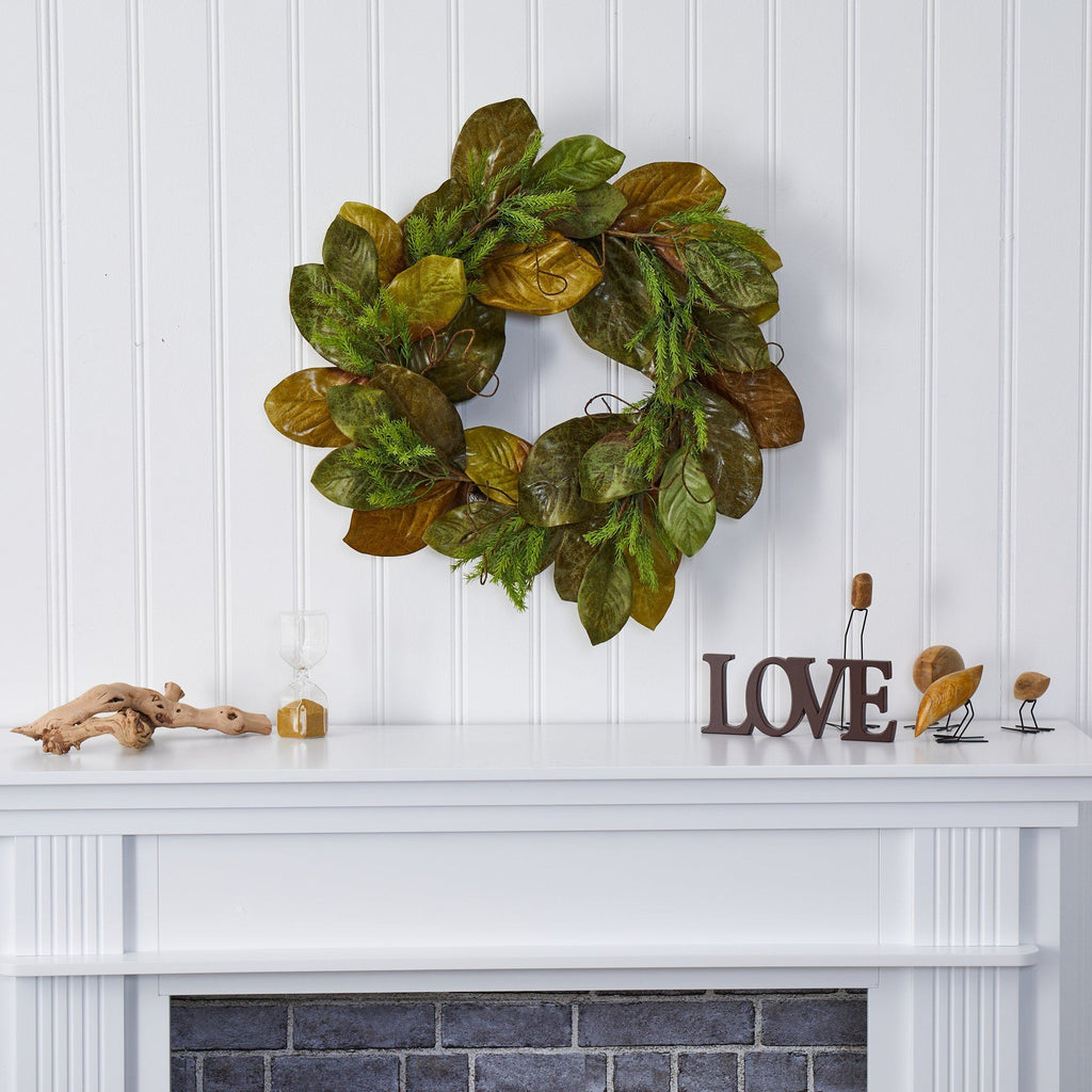 26” Magnolia Leaf Artificial Wreath