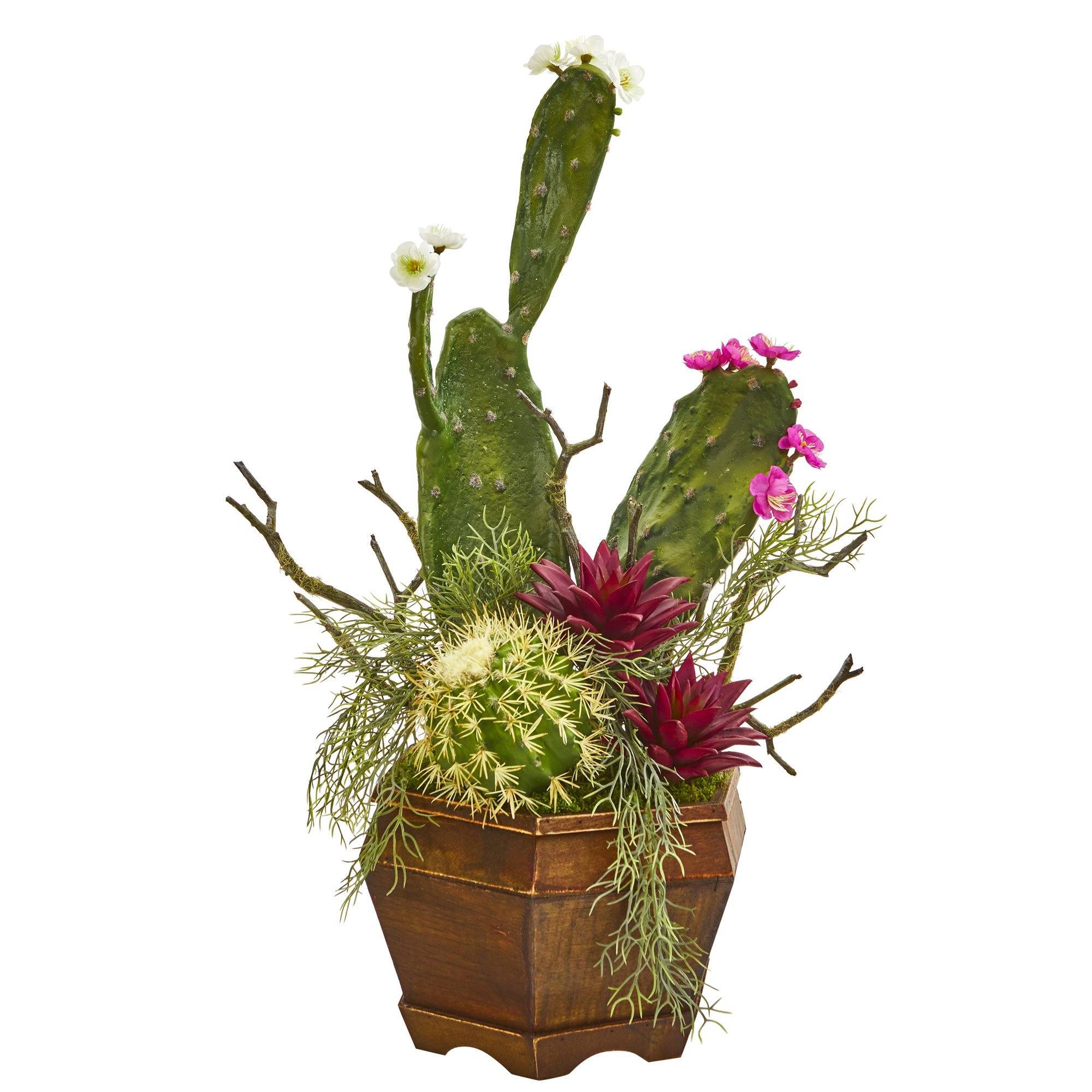 26” Mixed Cactus Artificial Plant in Decorative Planter