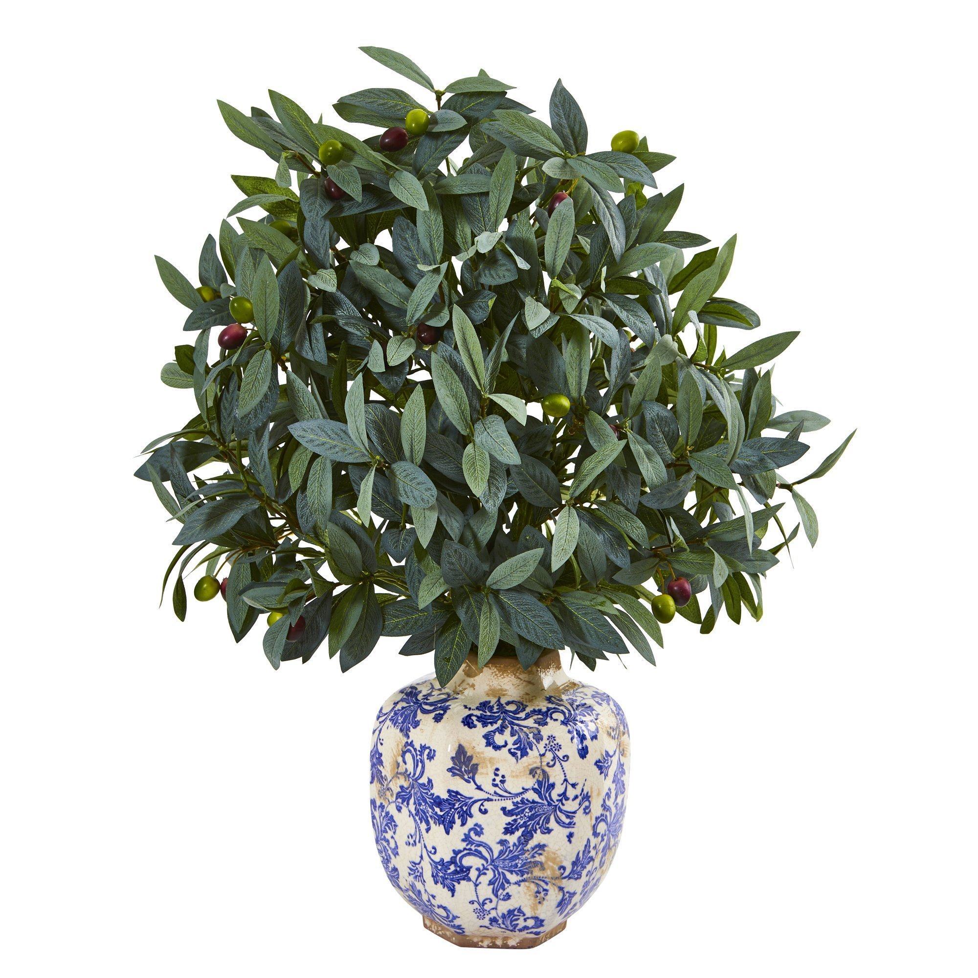 26” Olive with Berries Artificial Plant in Decorative Vase