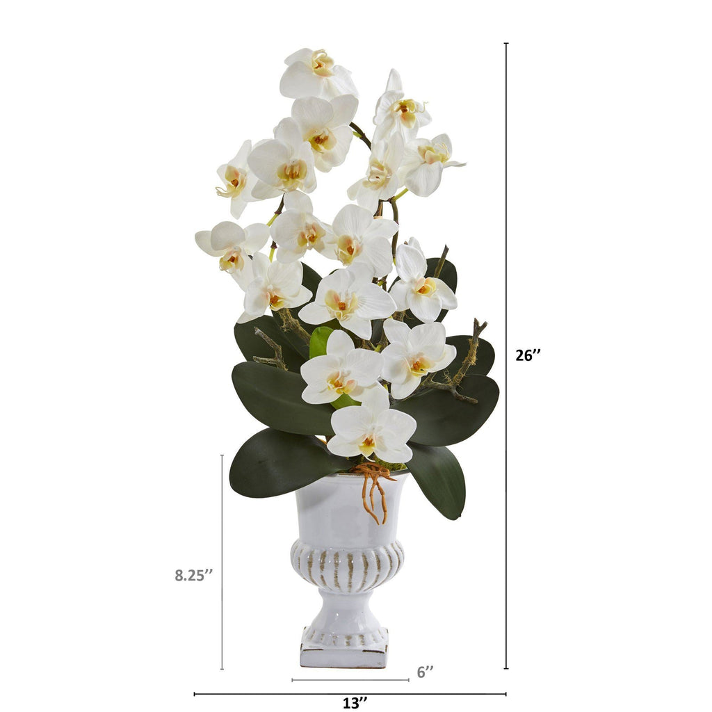 26” Phalaenopsis Orchid Artificial Arrangement in White Urn