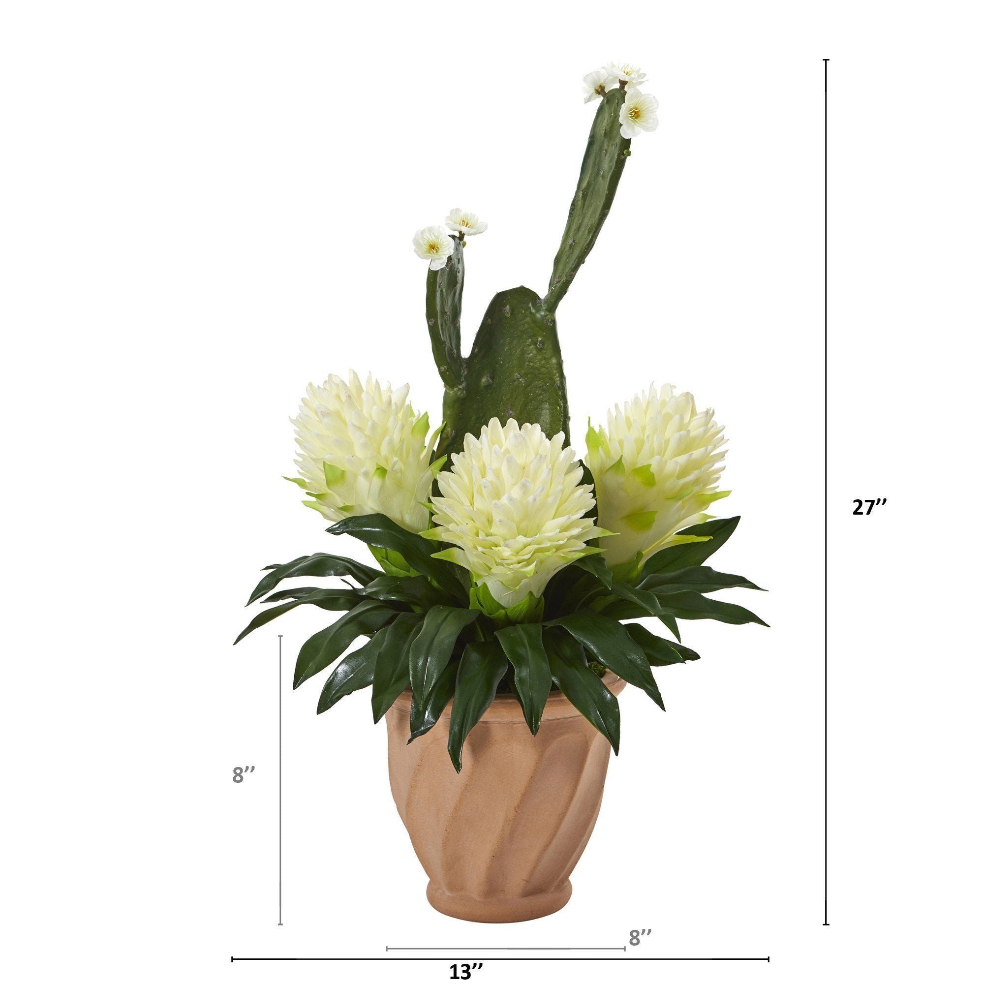 27” Bromeliad and Cactus Artificial Plant in Terra-Cotta Planter