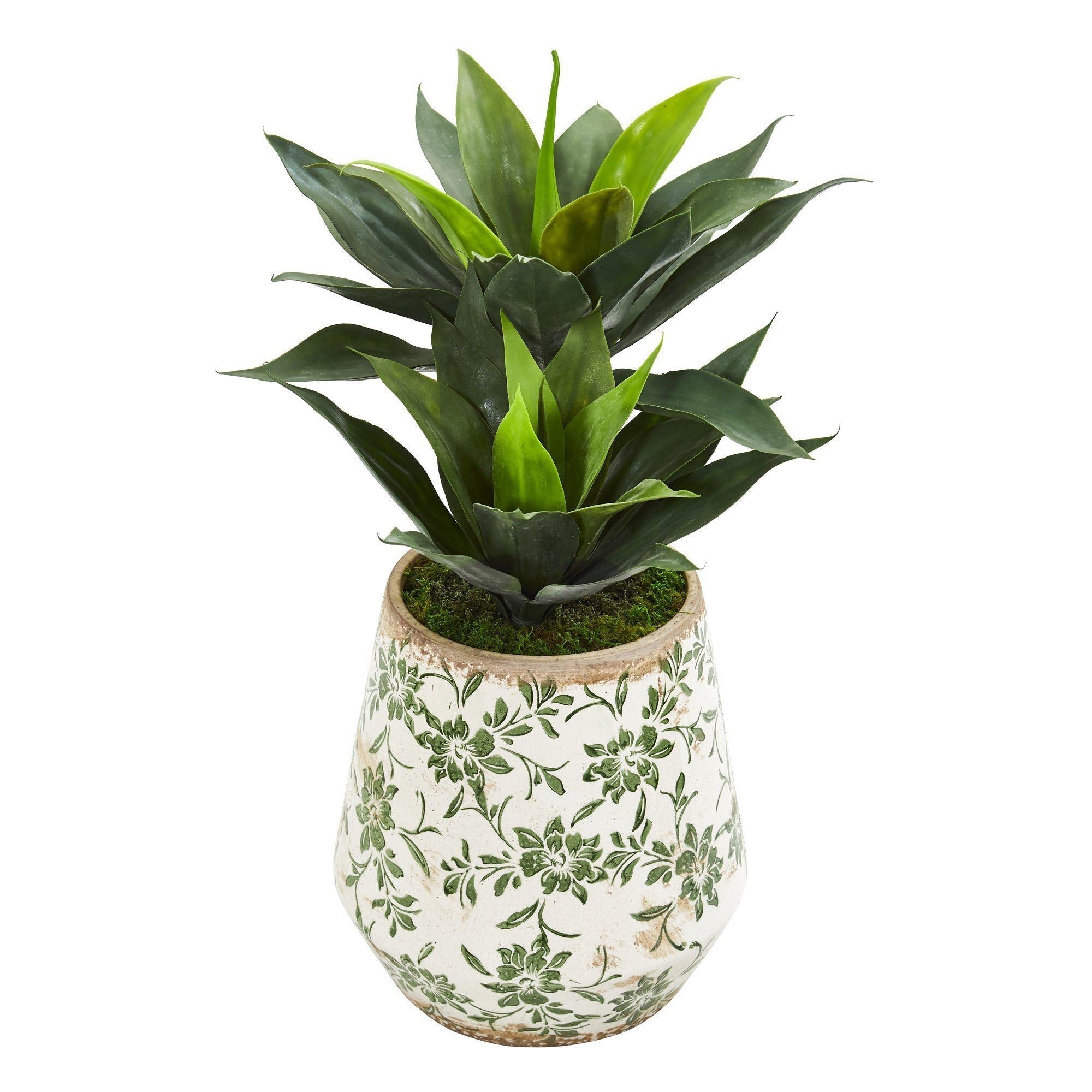 27” Double Agave Artificial Plant in Decorative Planter