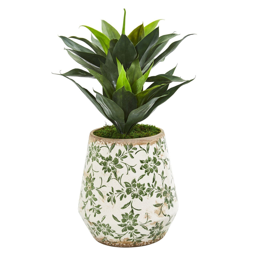 27” Double Agave Artificial Plant in Decorative Planter