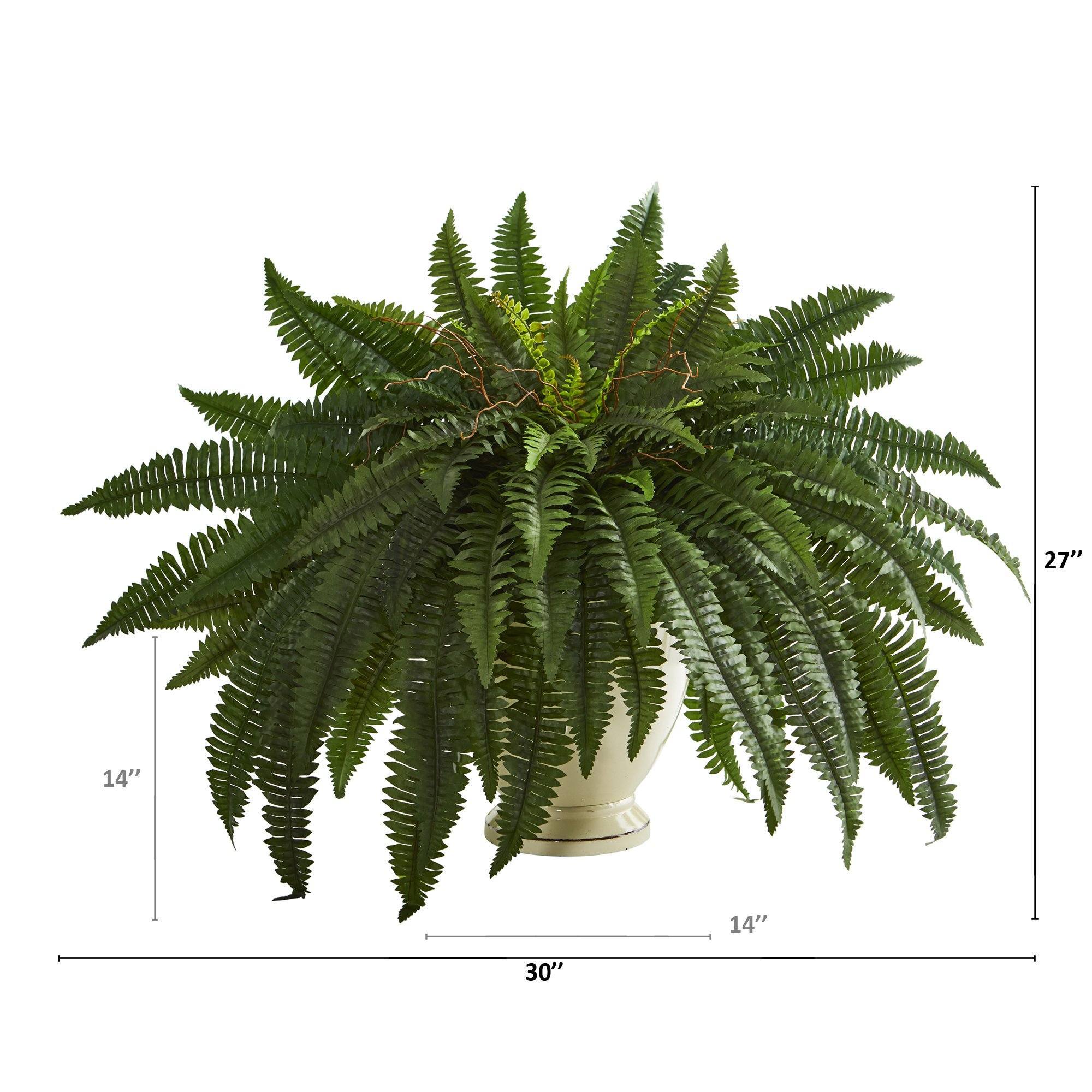 27” Double Boston Fern Artificial Plant in Decorative Urn