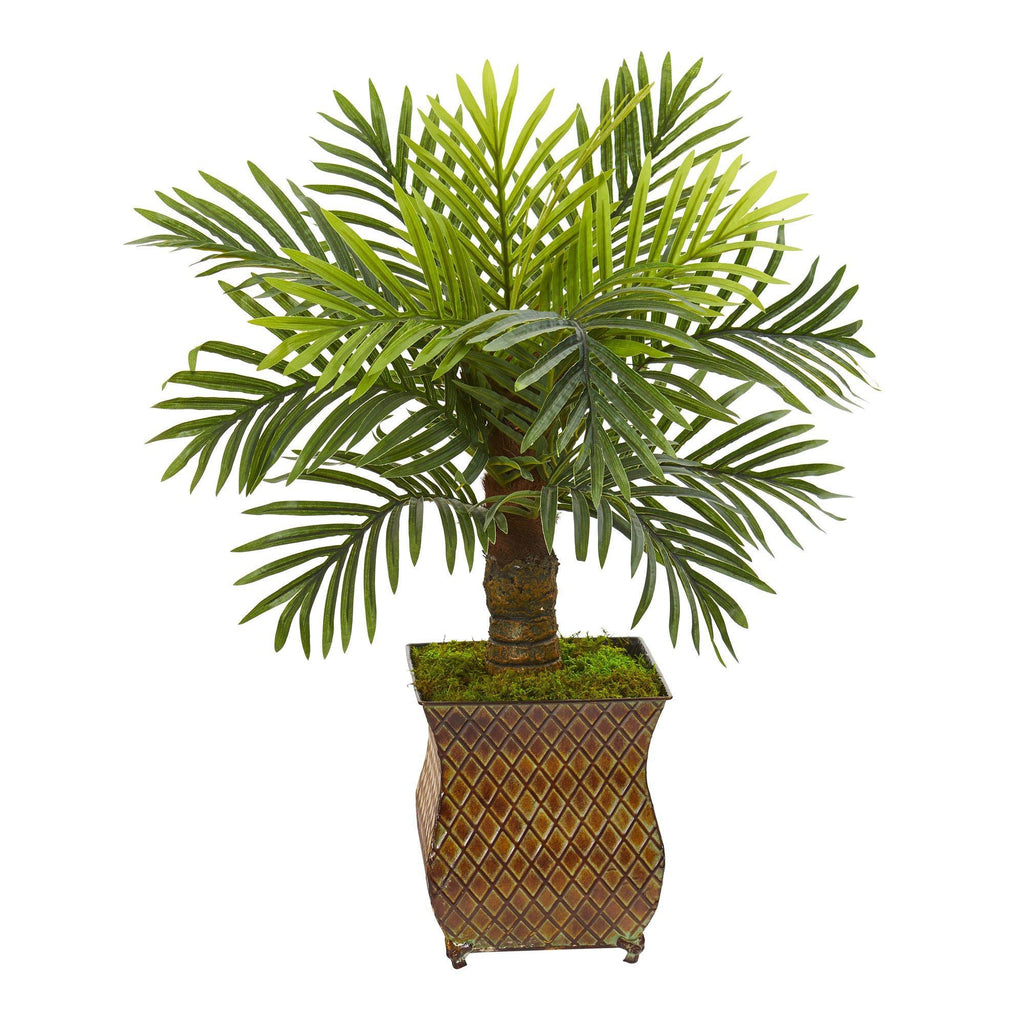 27” Robellini Palm Artificial Tree in Metal Planter