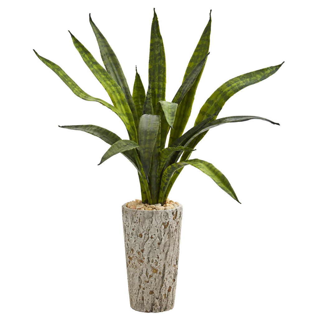 27” Sansevieria Artificial Plant in Weathered Oak Planter