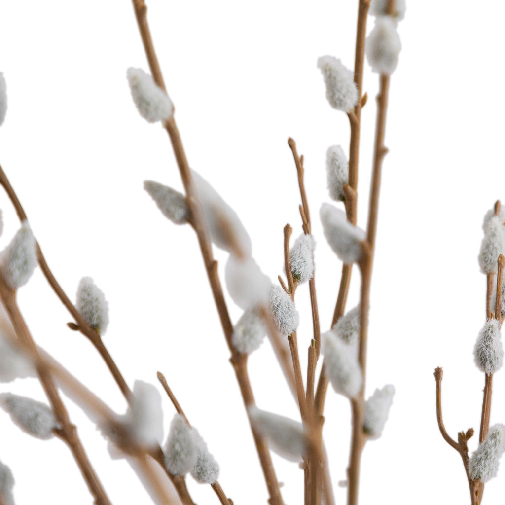 28” Artificial Pussy Willow Arrangement in Modern Metal Black Vase