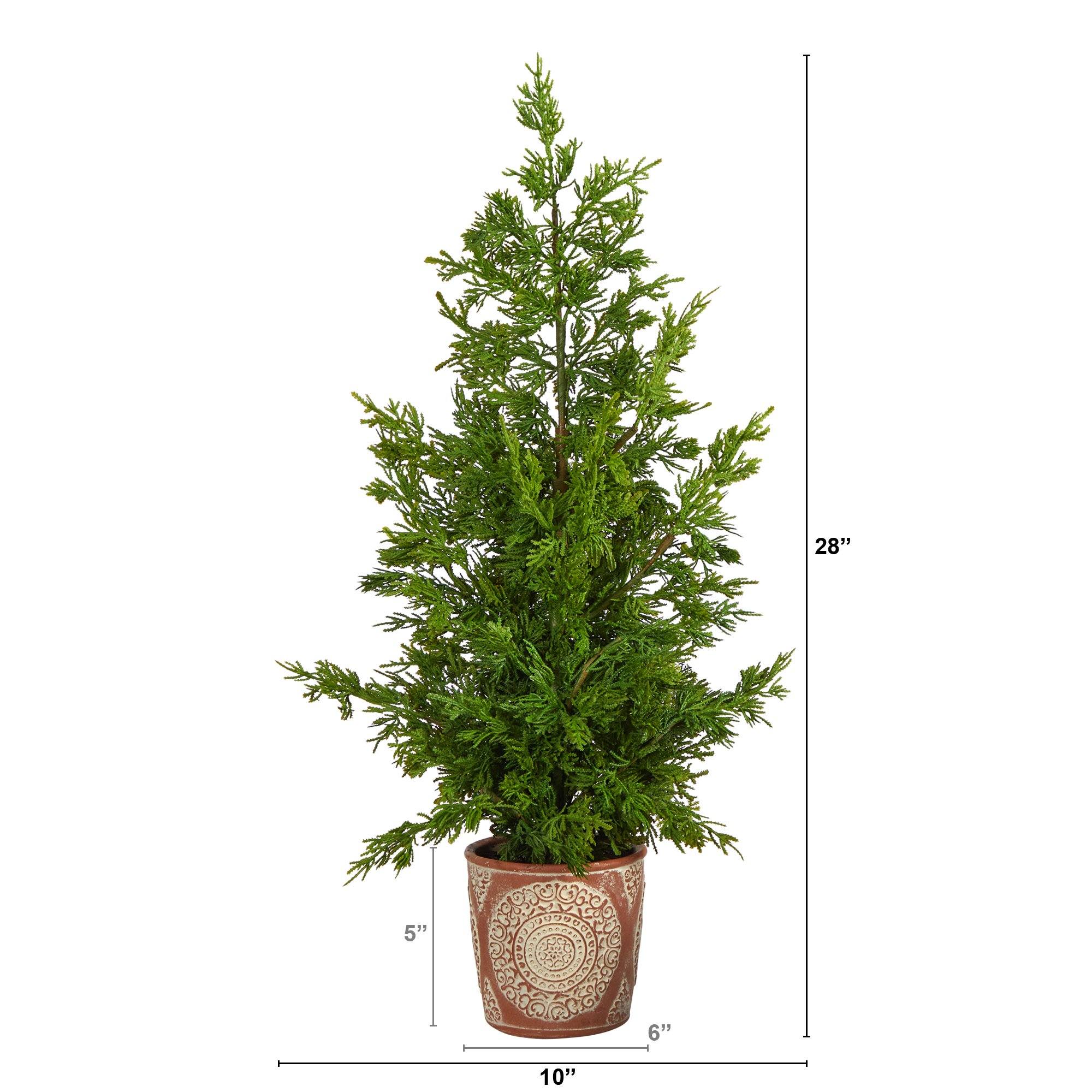 28” Cedar Pine “Natural Look” Artificial Tree in Decorative Planter