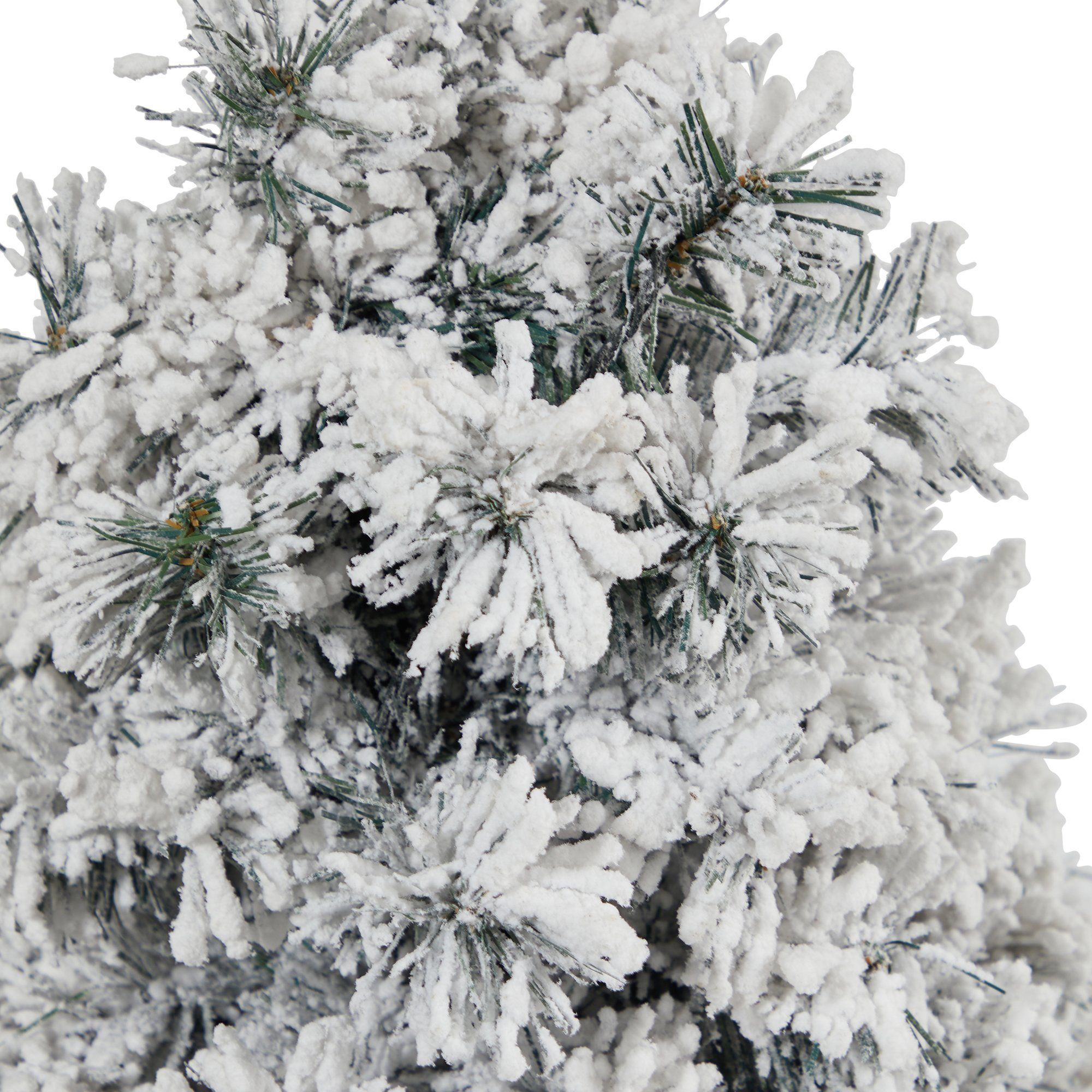 28” Flocked Artificial Christmas Tree with 30 Clear LED Lights in White Urn