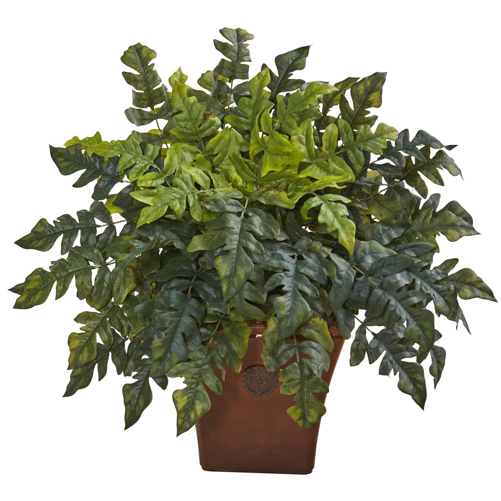 28” Holly Fern Artificial Plant in Brown Planter
