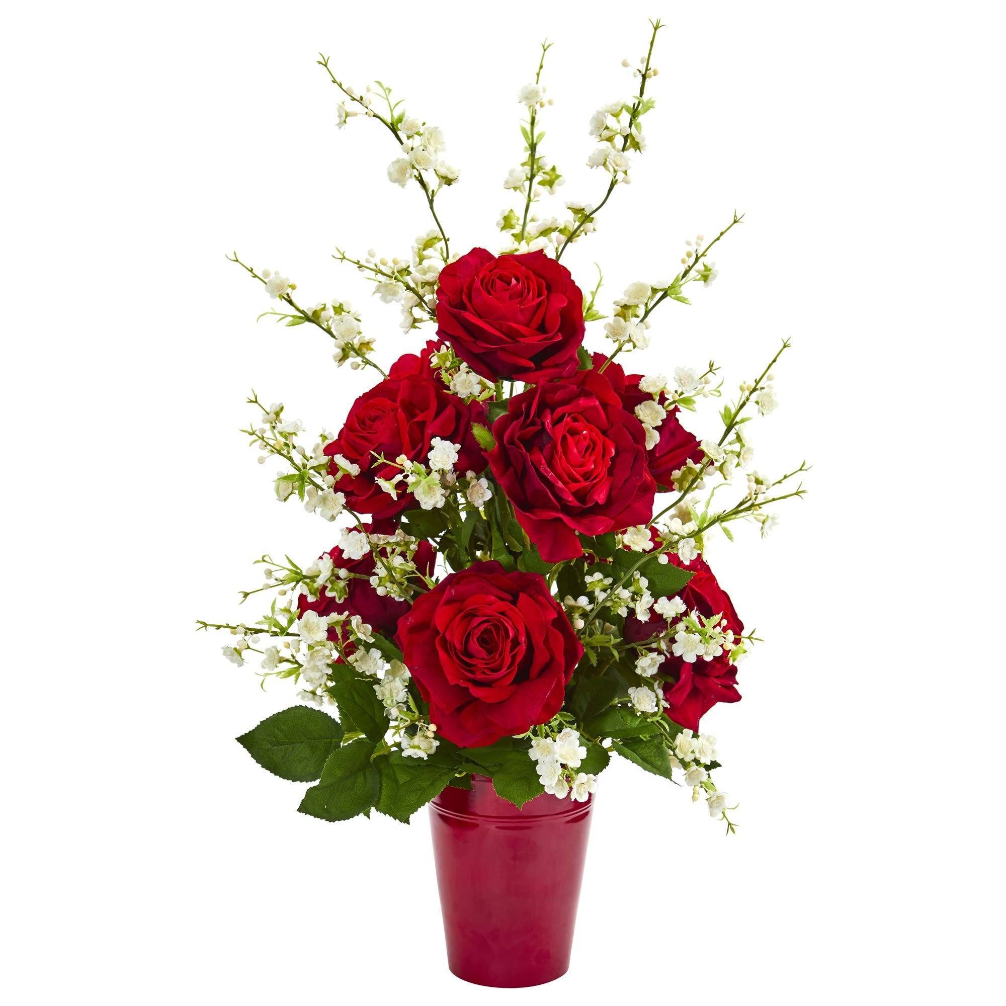 28” Rose and Cherry Blossom Artificial Arrangement