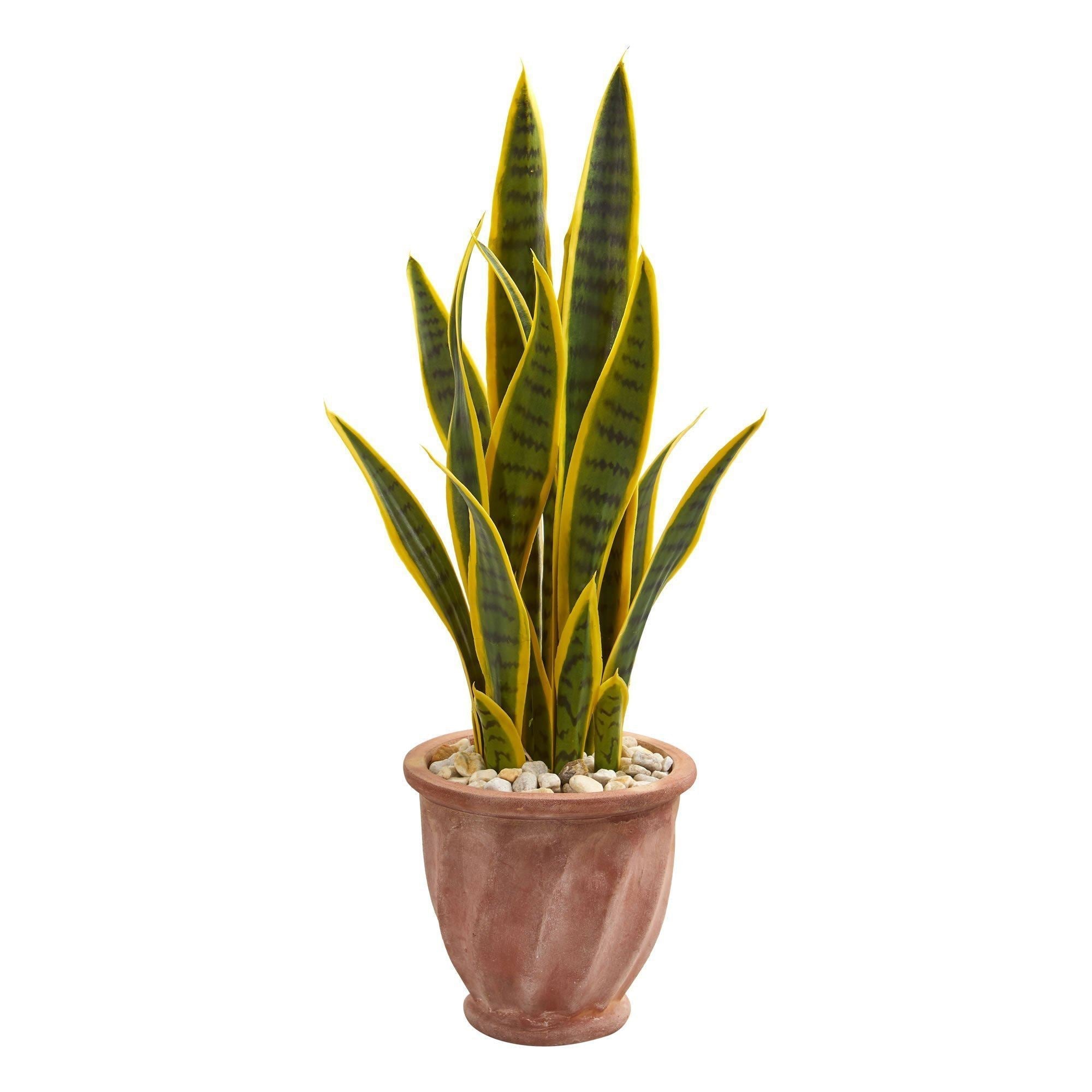 28” Sansevieria Artificial Plant in Terra Cotta Planter