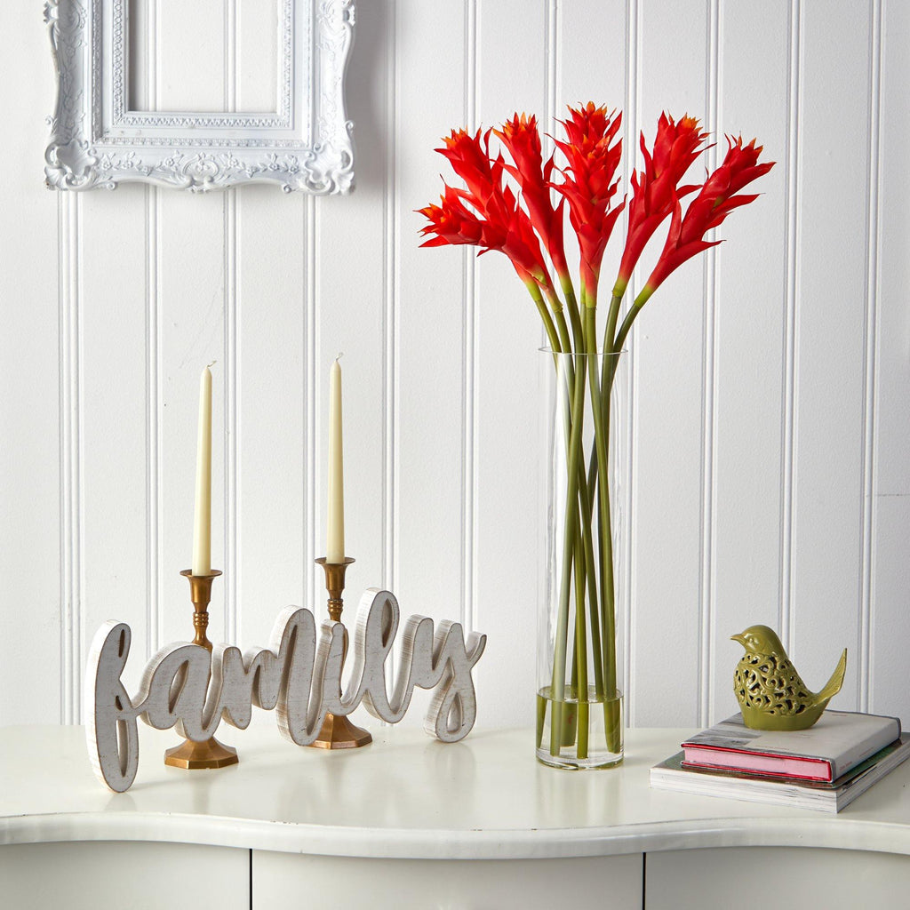 28” Star Bromeliad Artificial Arrangement in Cylinder Vase