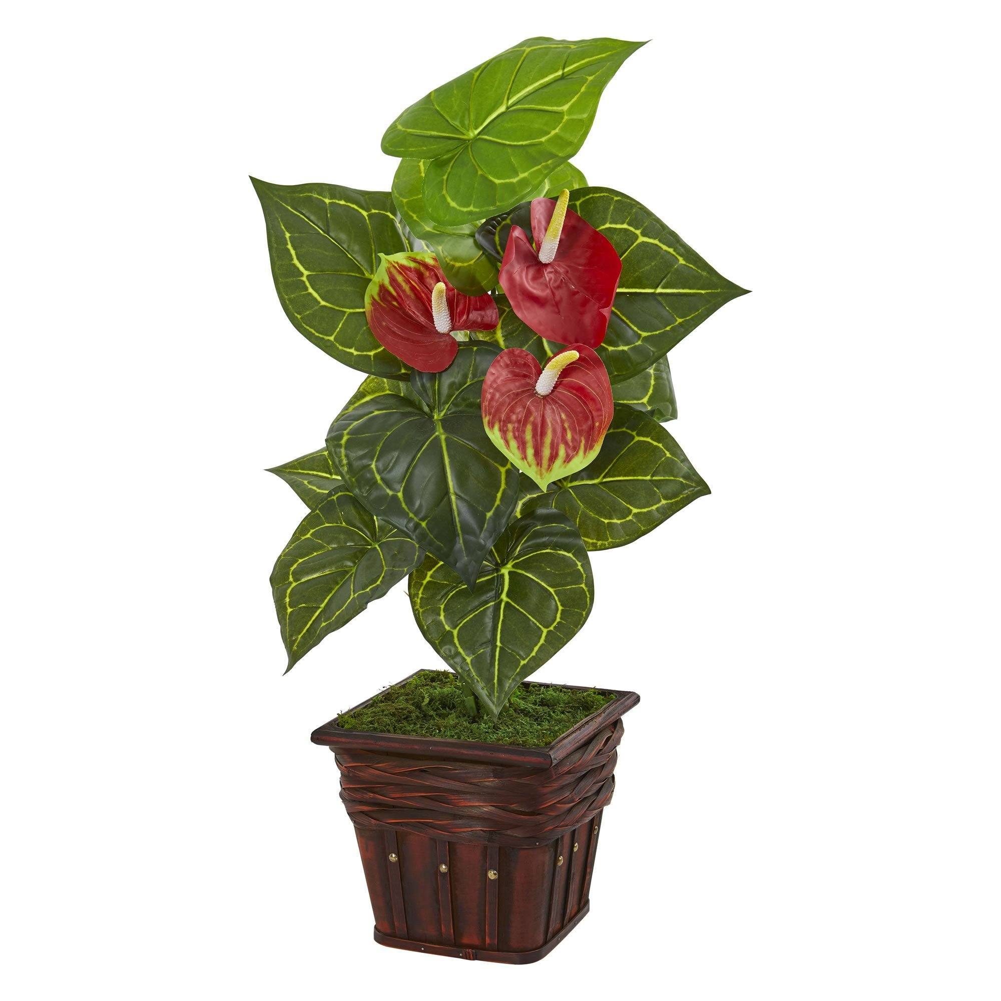 29” Anthurium Artificial Plant in Decorative Planter (Real Touch)