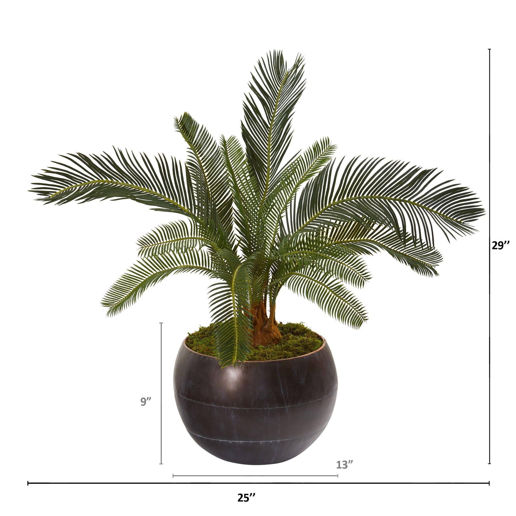 29” Cycas Artificial Plant in Metal Bowl