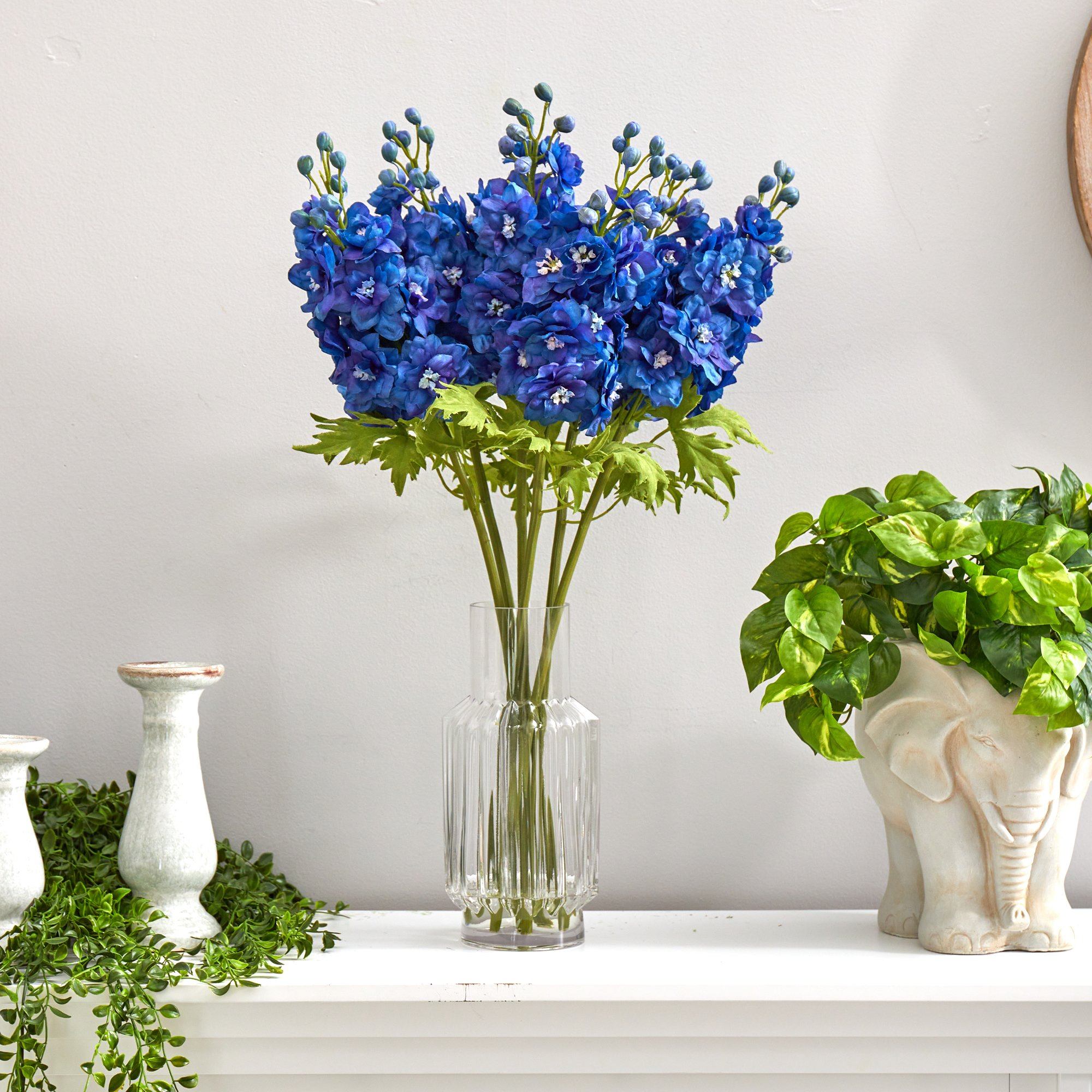 29” Delphinium Artificial Arrangement in Glass Vase