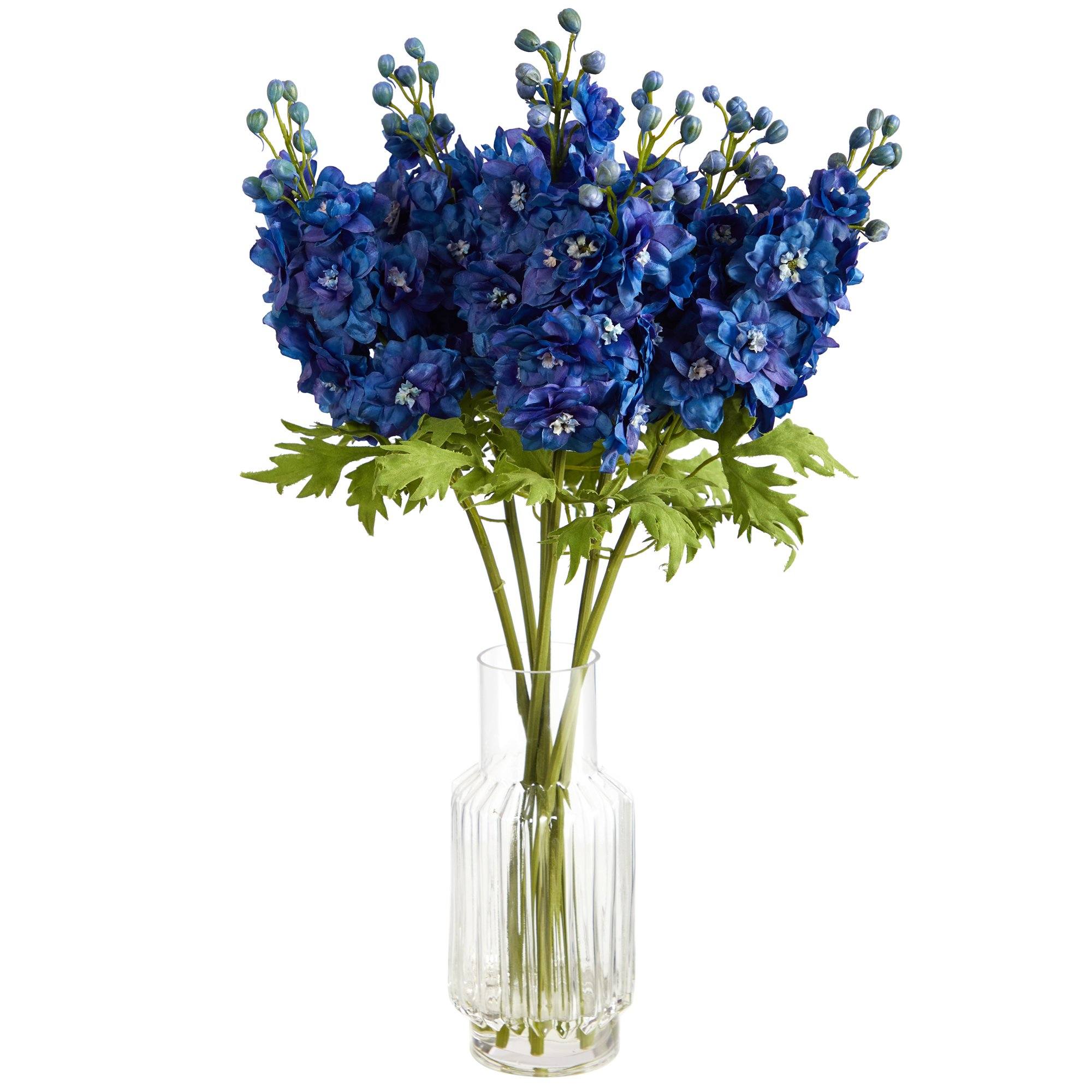 29” Delphinium Artificial Arrangement in Glass Vase