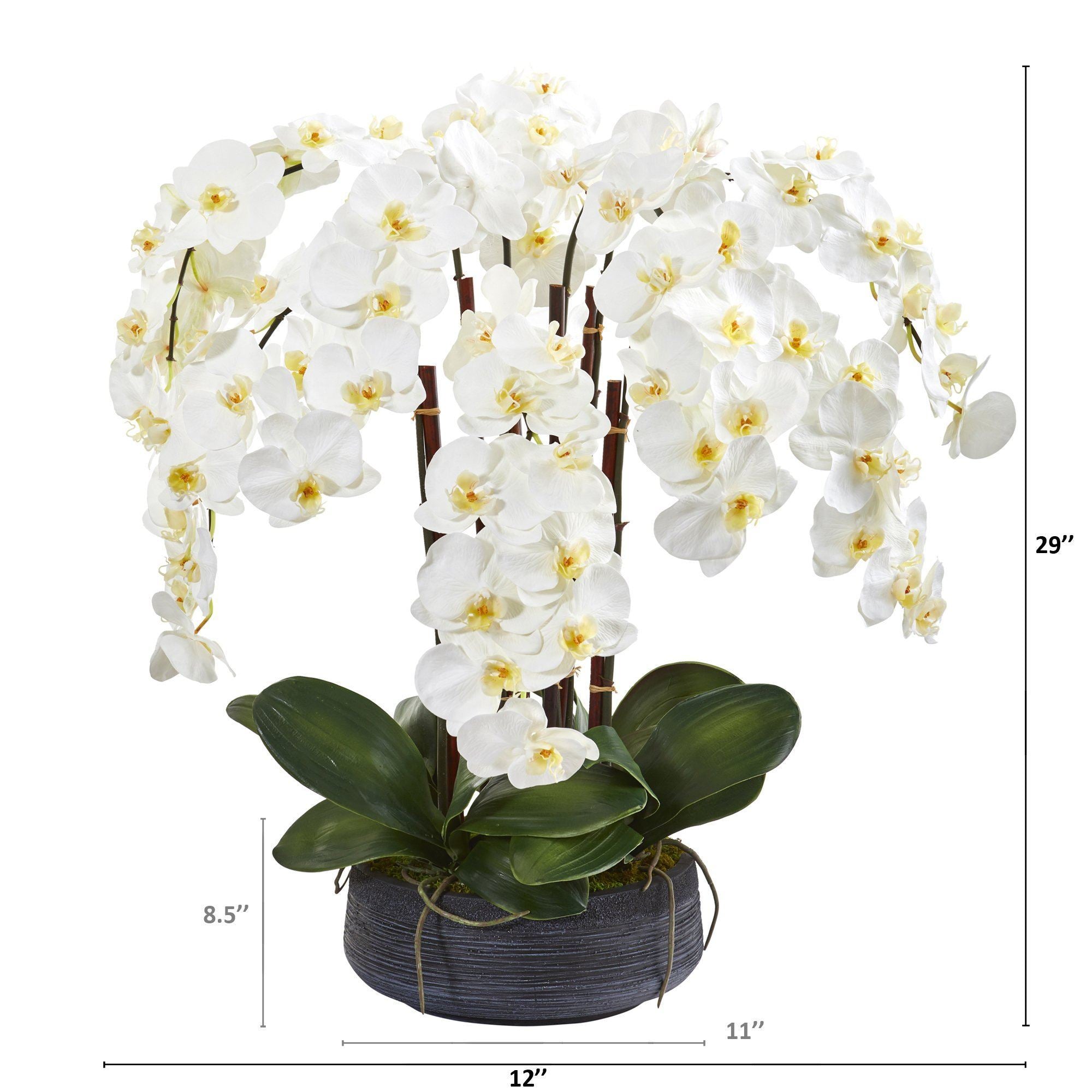 29” Phalaenopsis Orchid Artificial Arrangement in Decorative Bowl