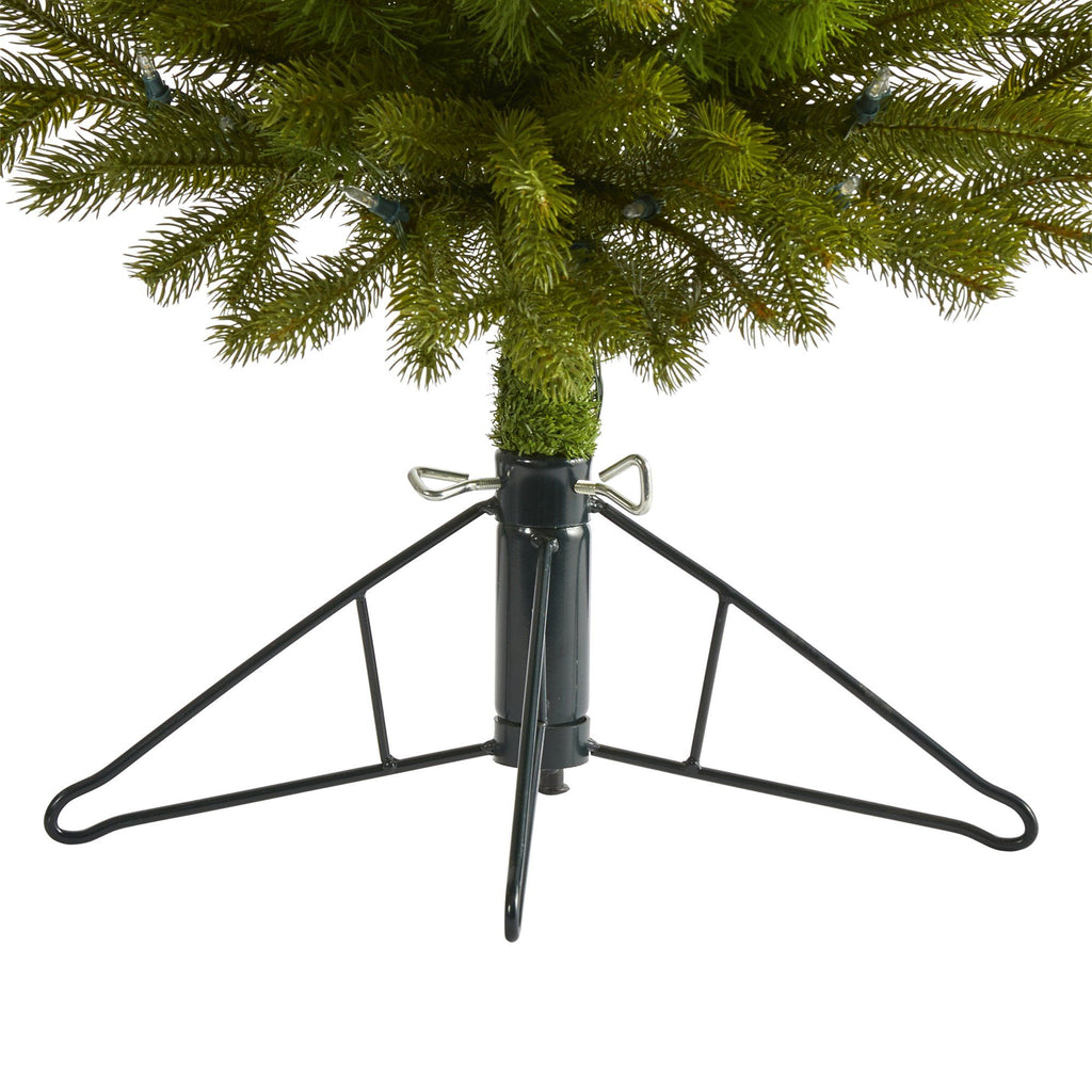 3' Cambridge Spruce Flat Back Artificial Christmas Tree with 50 Warm White (Multifunction) LED Lights and 113 Bendable Branches