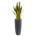 3’ Sansevieria Artificial Plant in Gray Bullet Planter