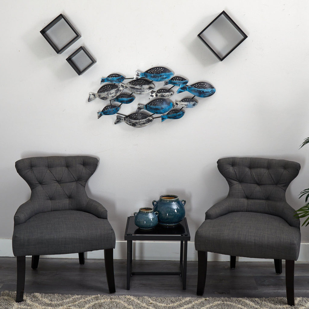 3’ x 1.5’ Coastal Fish Metal Wall Art Decor