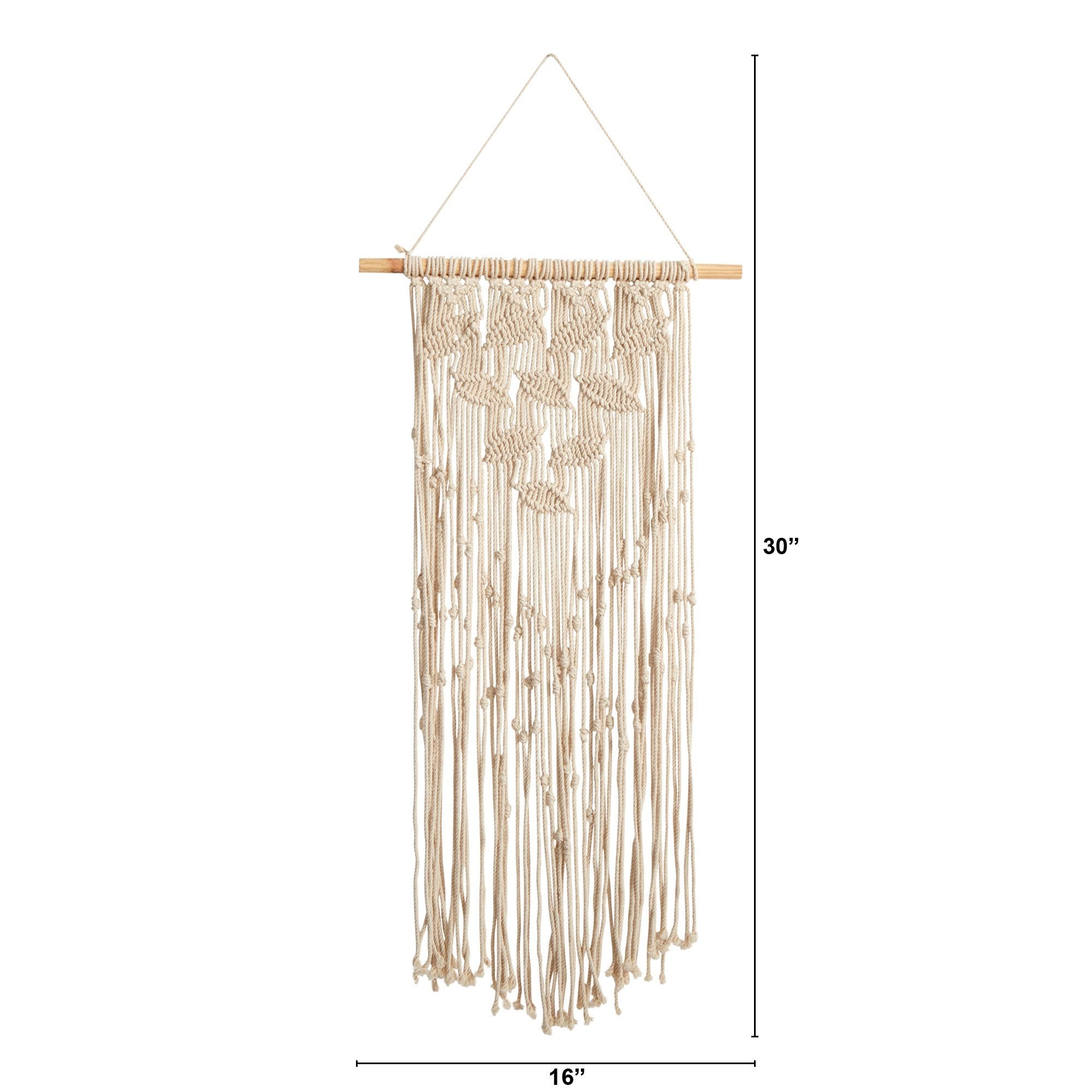 30" Boho Chic Waterfall Leaf Design Macrame Wall Art Décor"