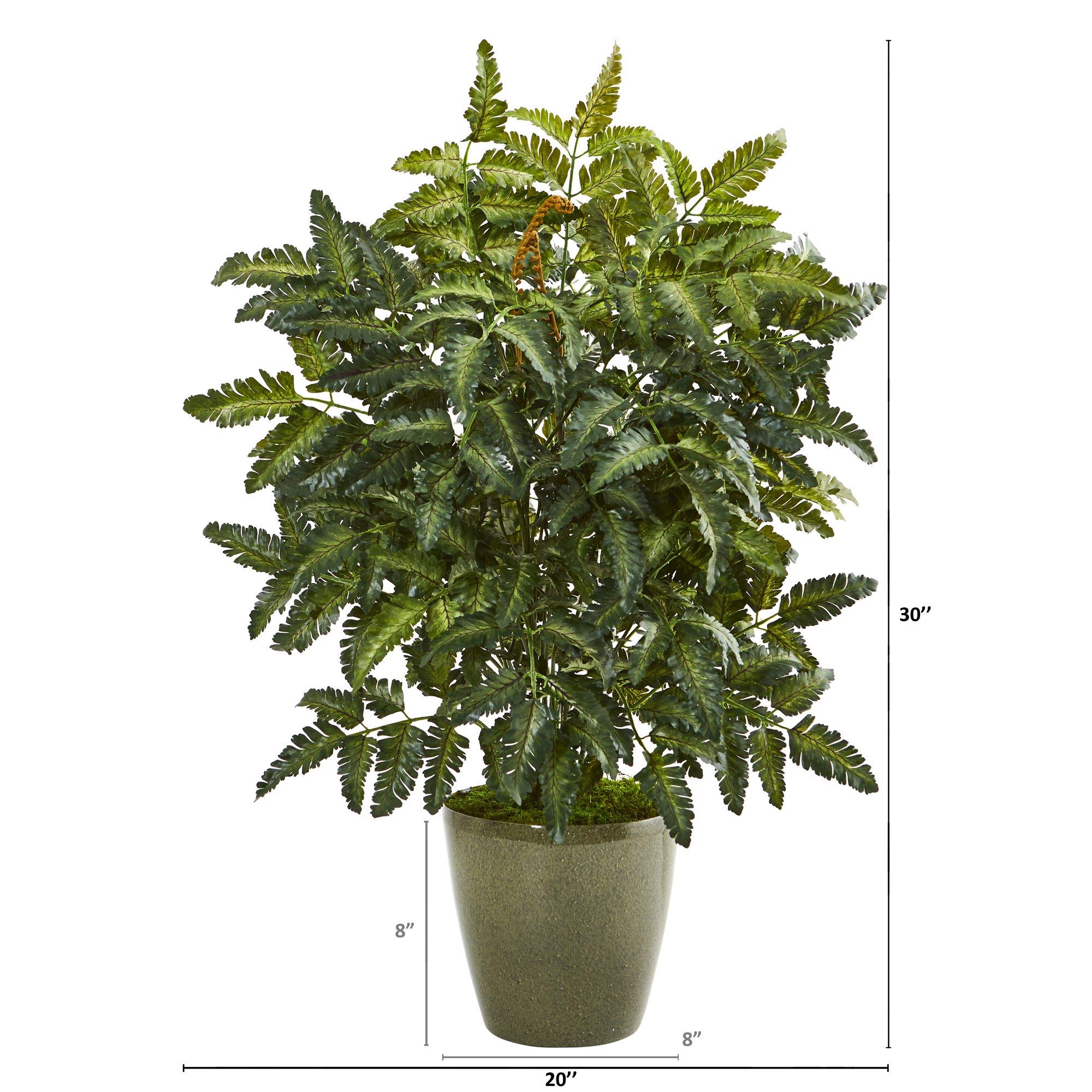 30” Bracken Fern Artificial Plant in Green Planter