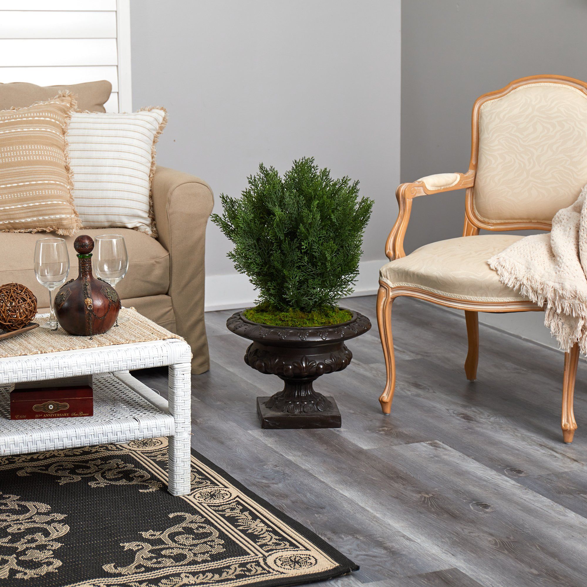 30” Cedar Artificial Tree in Iron Colored Urn (Indoor/Outdoor)