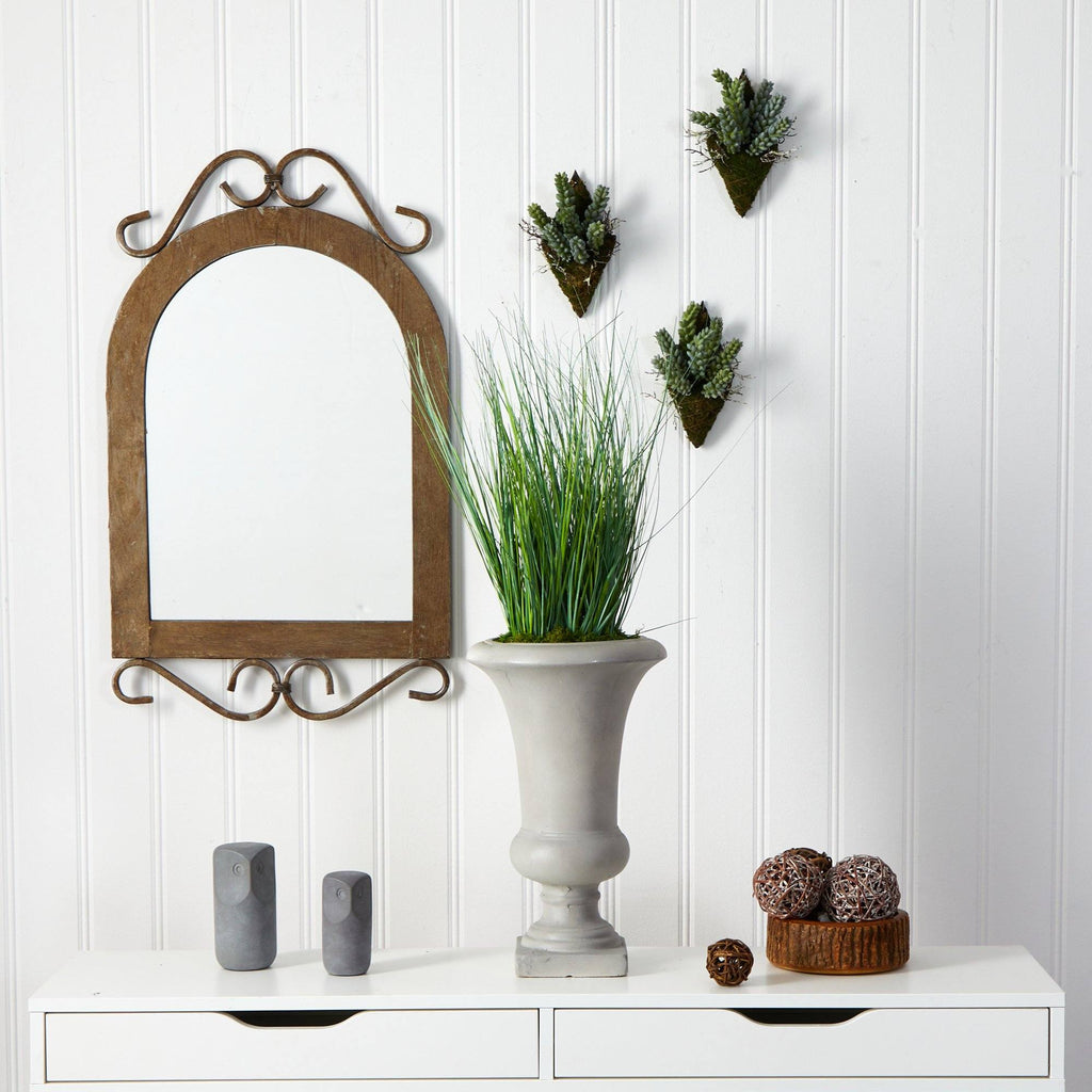 30” Onion Grass Artificial Plant in Sand Colored Urn