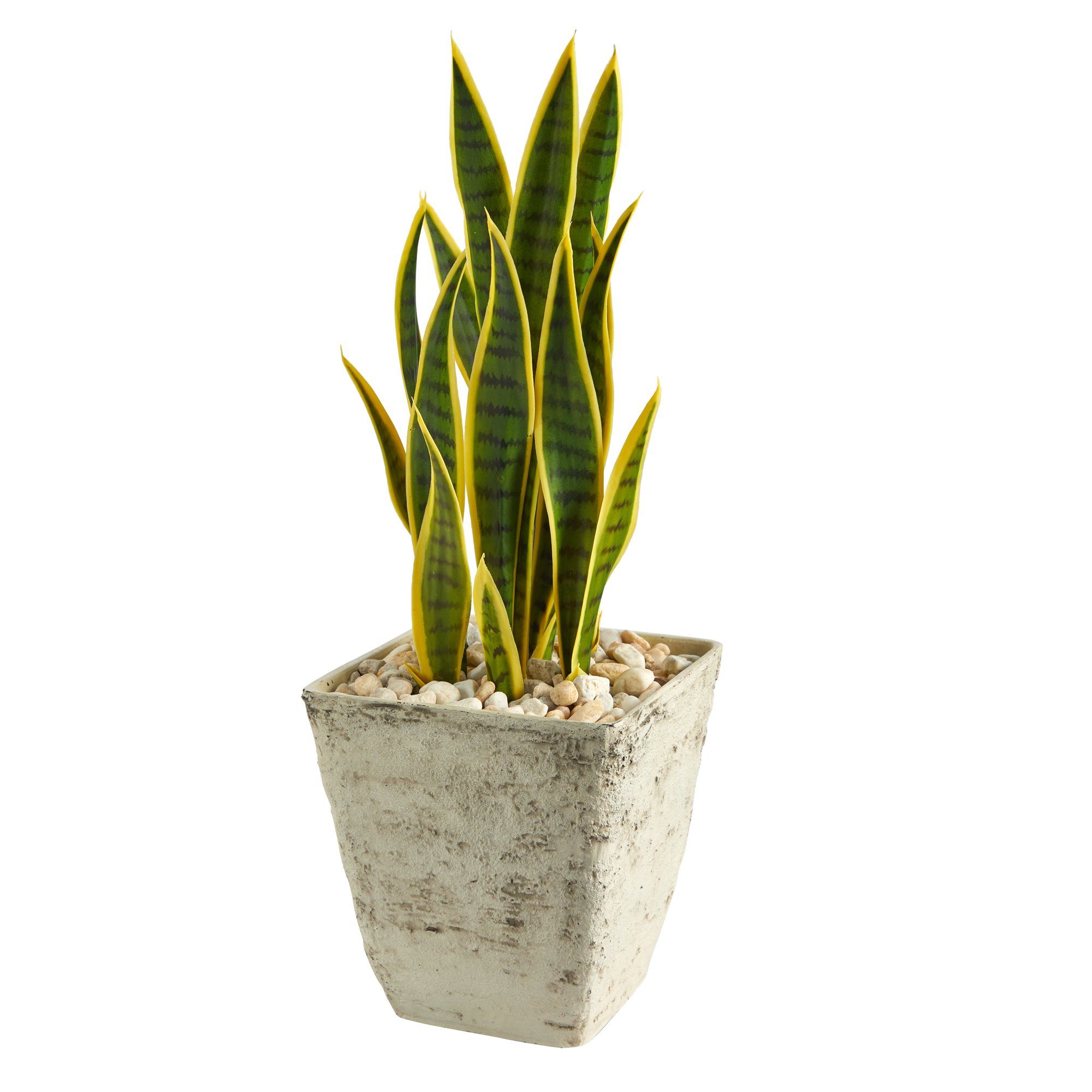 30” Sansevieria Artificial Plant in Country White Planter