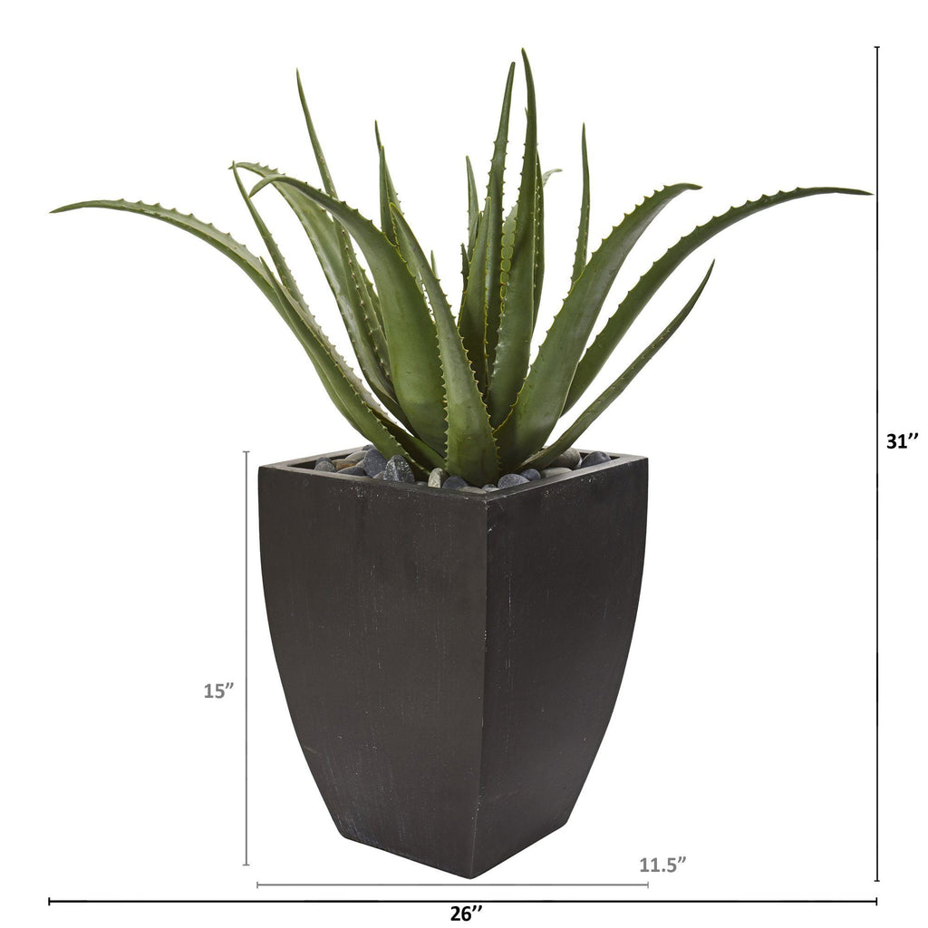 31” Aloe Artificial Plant in Black Planter