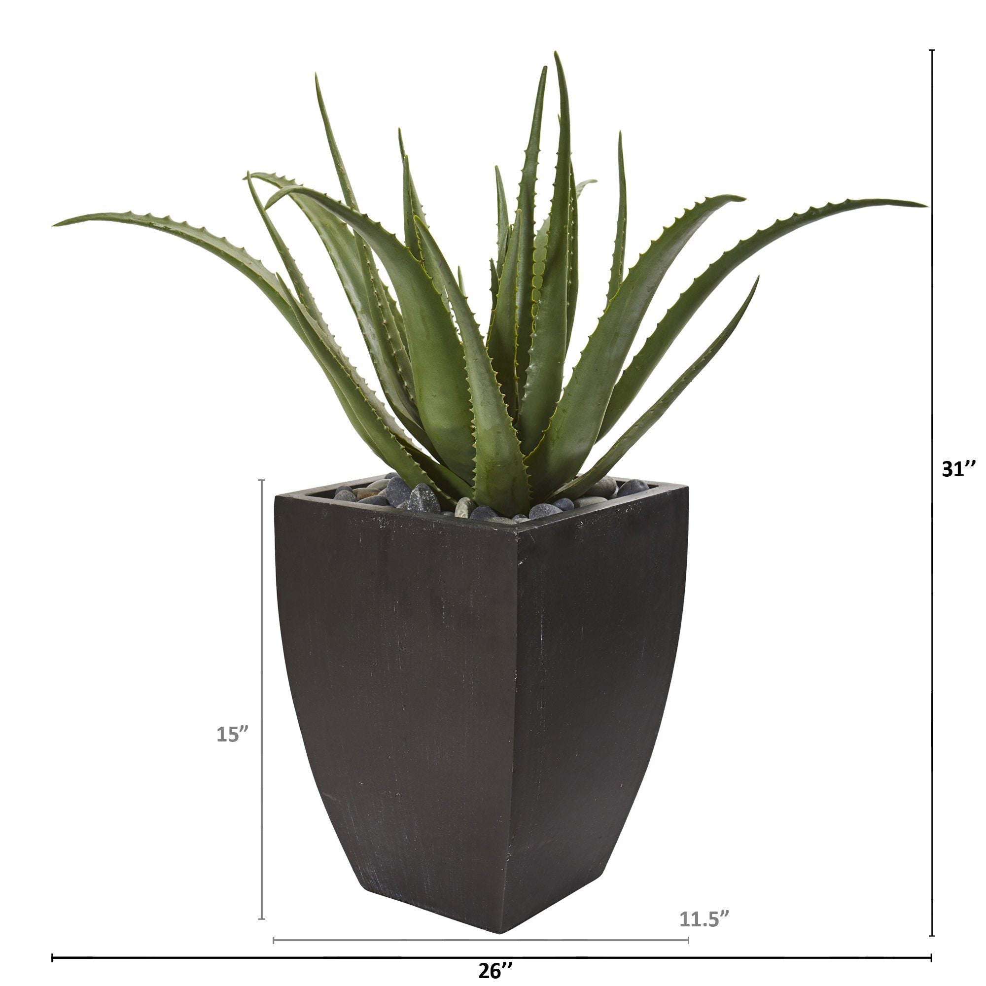 31” Aloe Artificial Plant in Black Planter