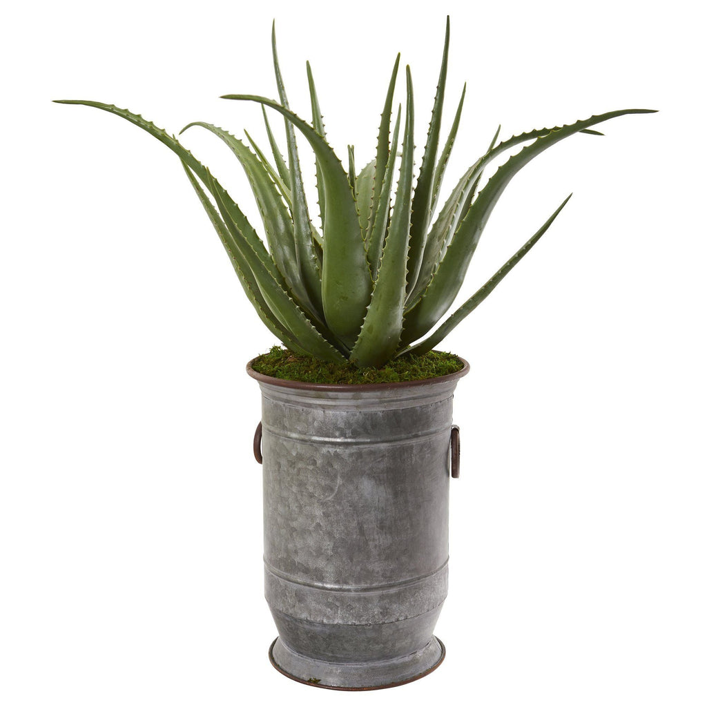 31” Aloe Artificial Plant in Metal Planter