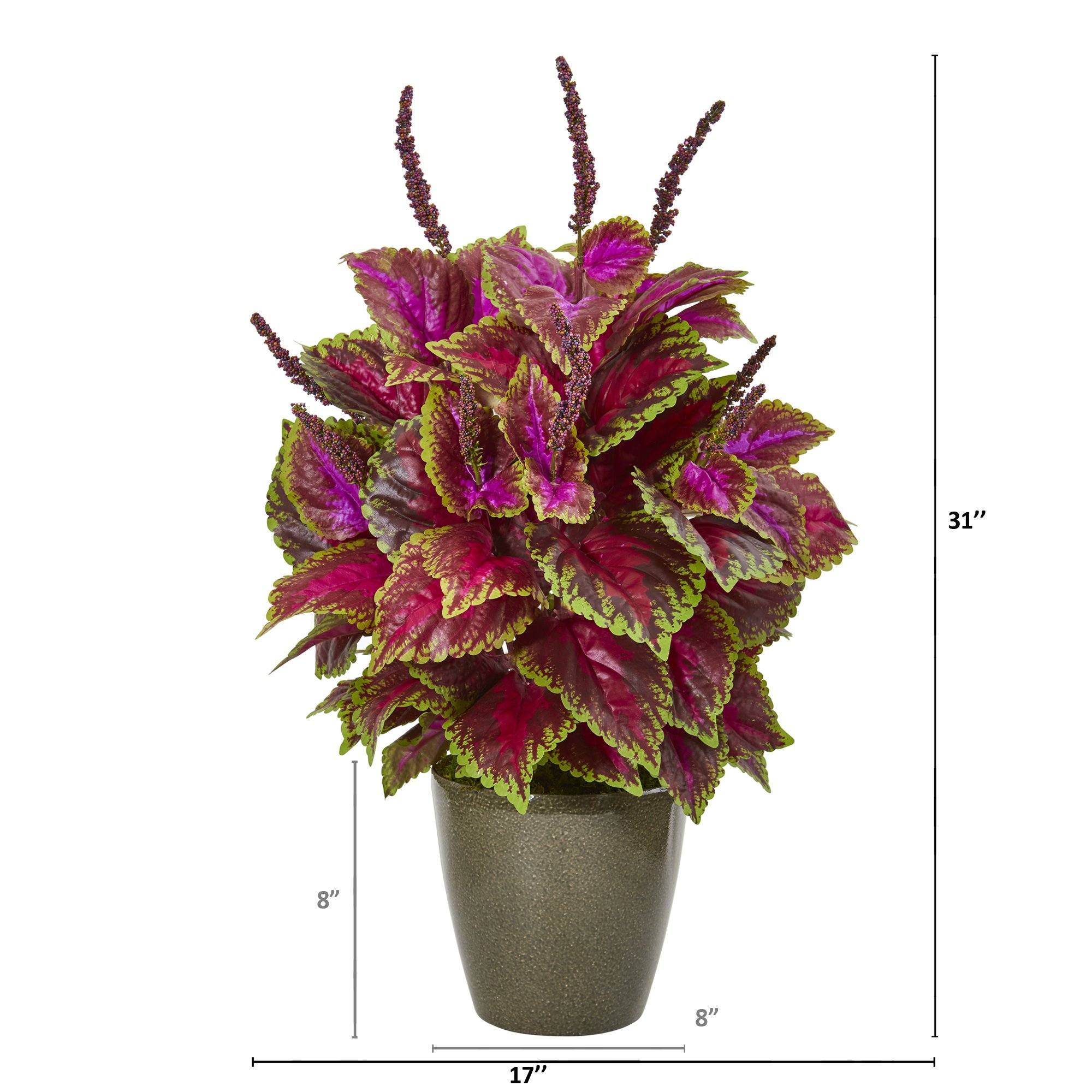 31” Coleus Artificial Plant in Green Planter