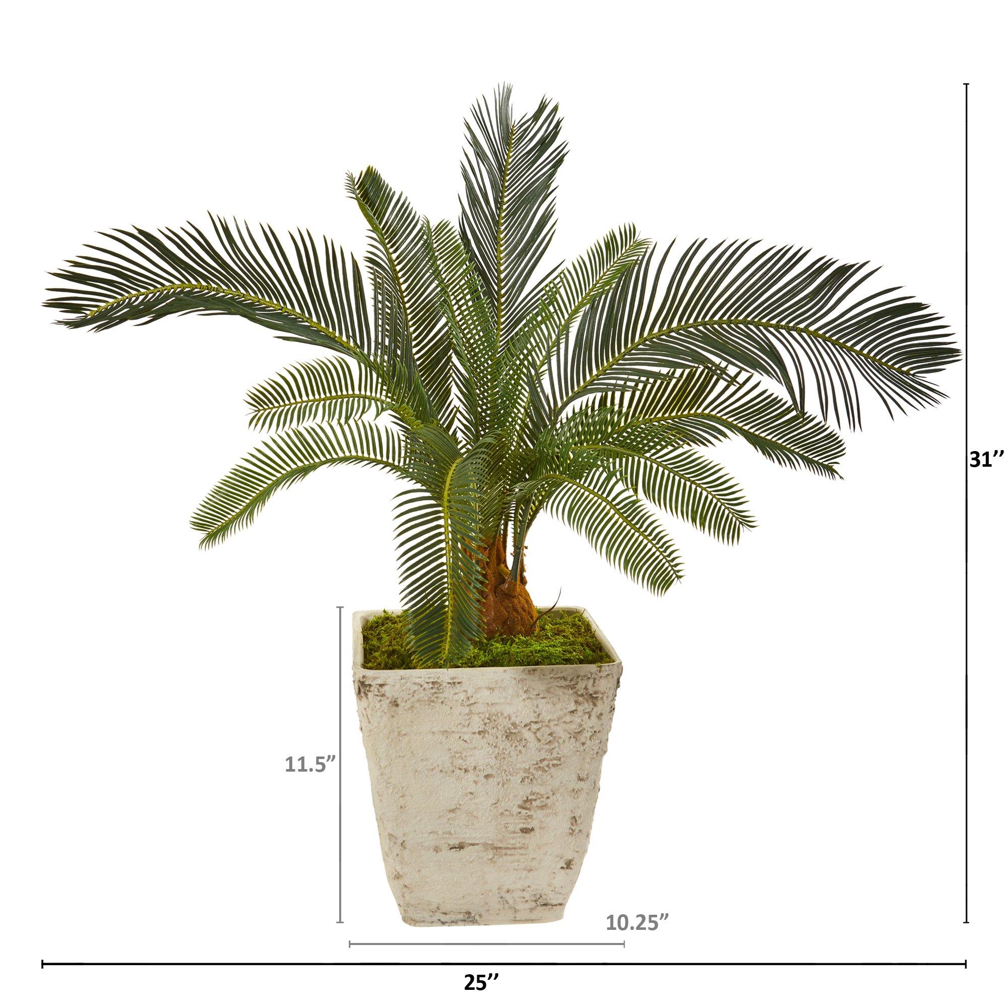 31” Cycas Artificial Plant in White Planter