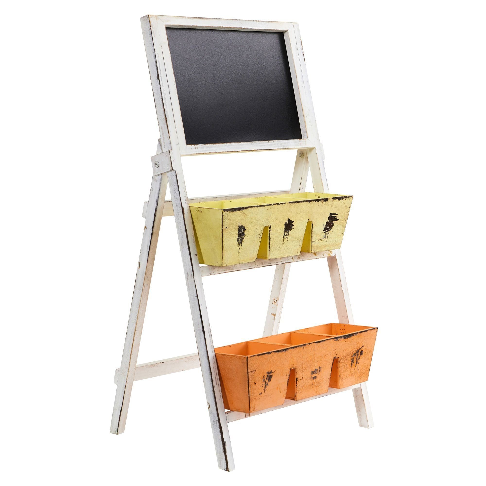 31” Farmhouse Multipurpose Bin and Chalkboard Stand
