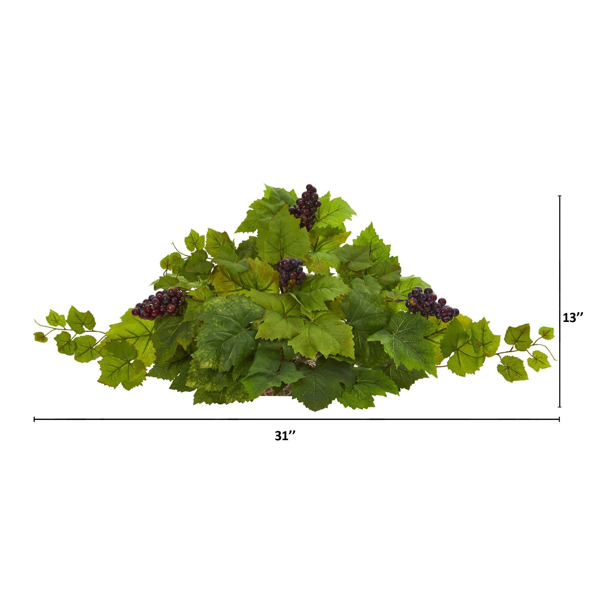 31” Grape Leaf Artificial Ledge Plant