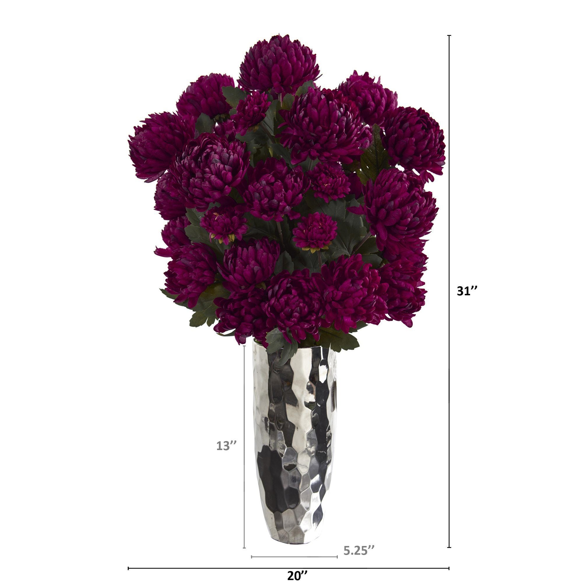 31” Mum Artificial Arrangement in Silver Vase