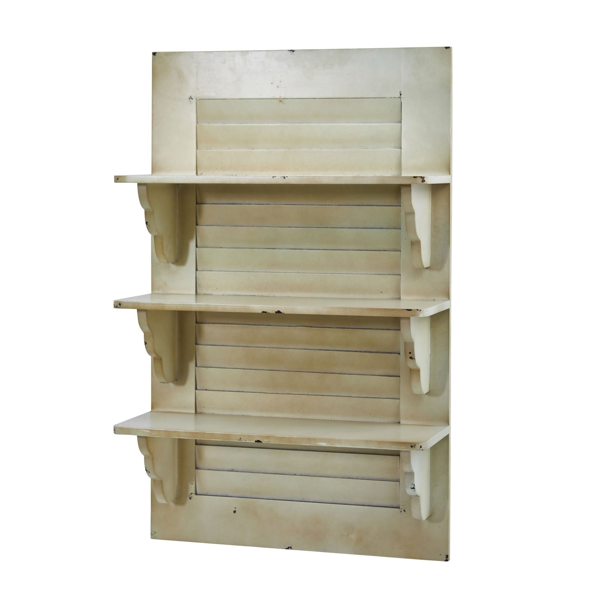 31.75” Vintage Window Shutter Shelving Wall Decor