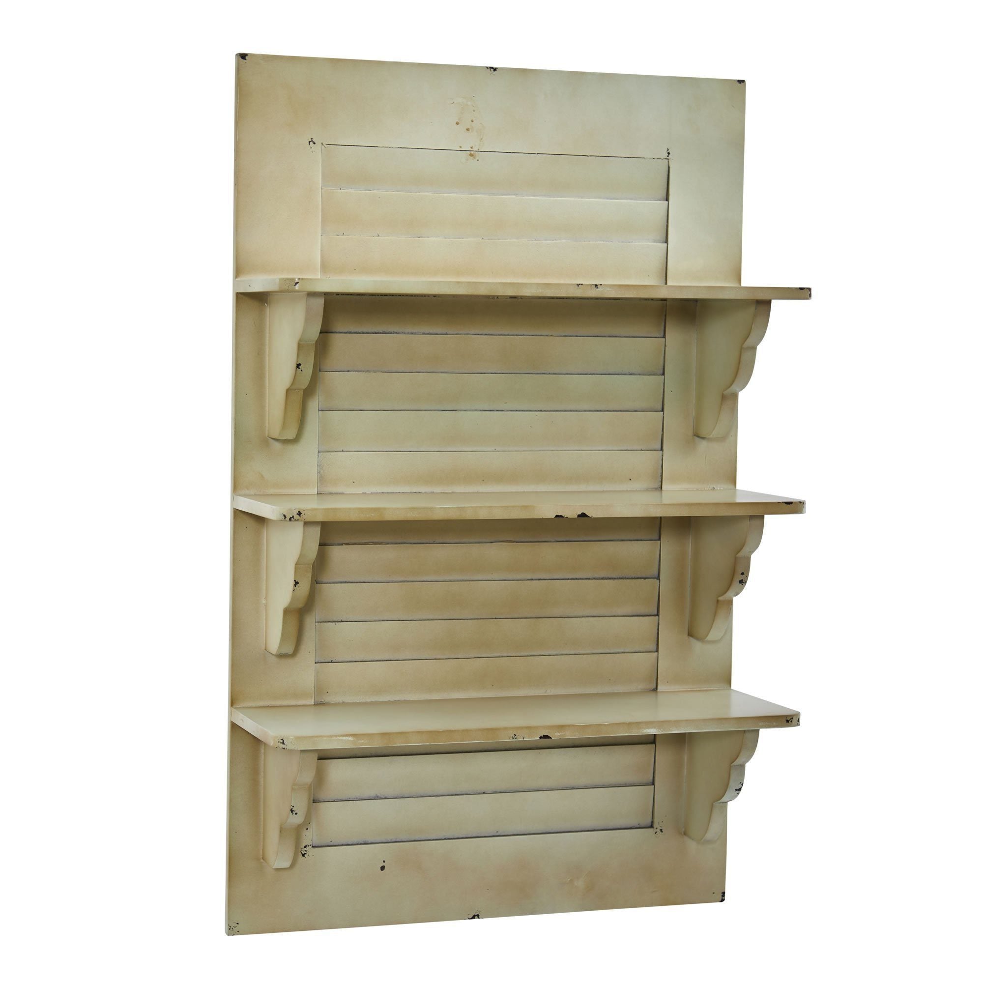 31.75” Vintage Window Shutter Shelving Wall Decor