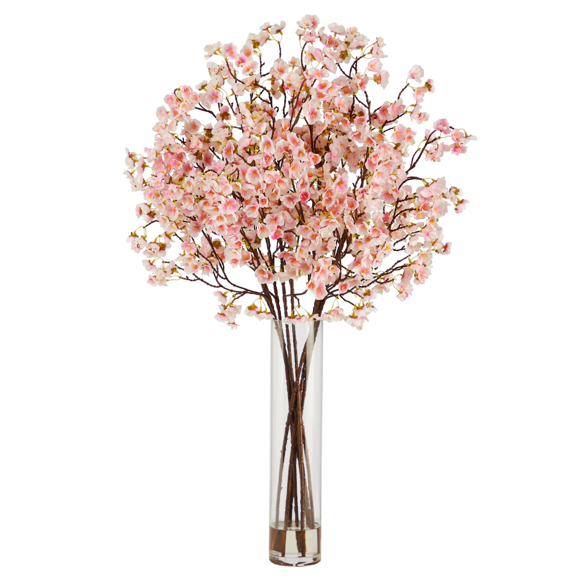 32” Artificial Cherry Blossom Arrangement with Glass Cylinder Vase