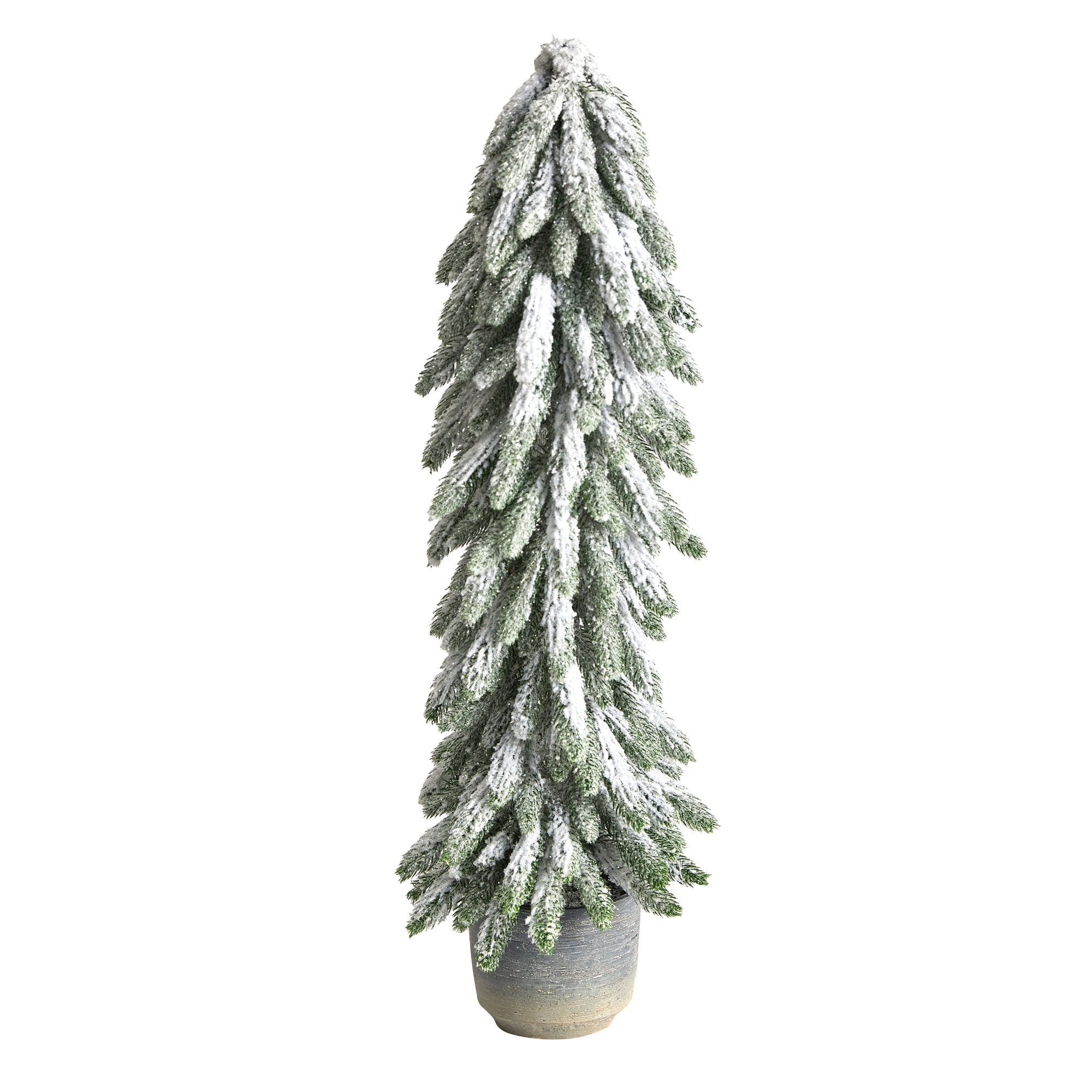 33” Flocked Artificial Christmas Tree in Decorative Planter
