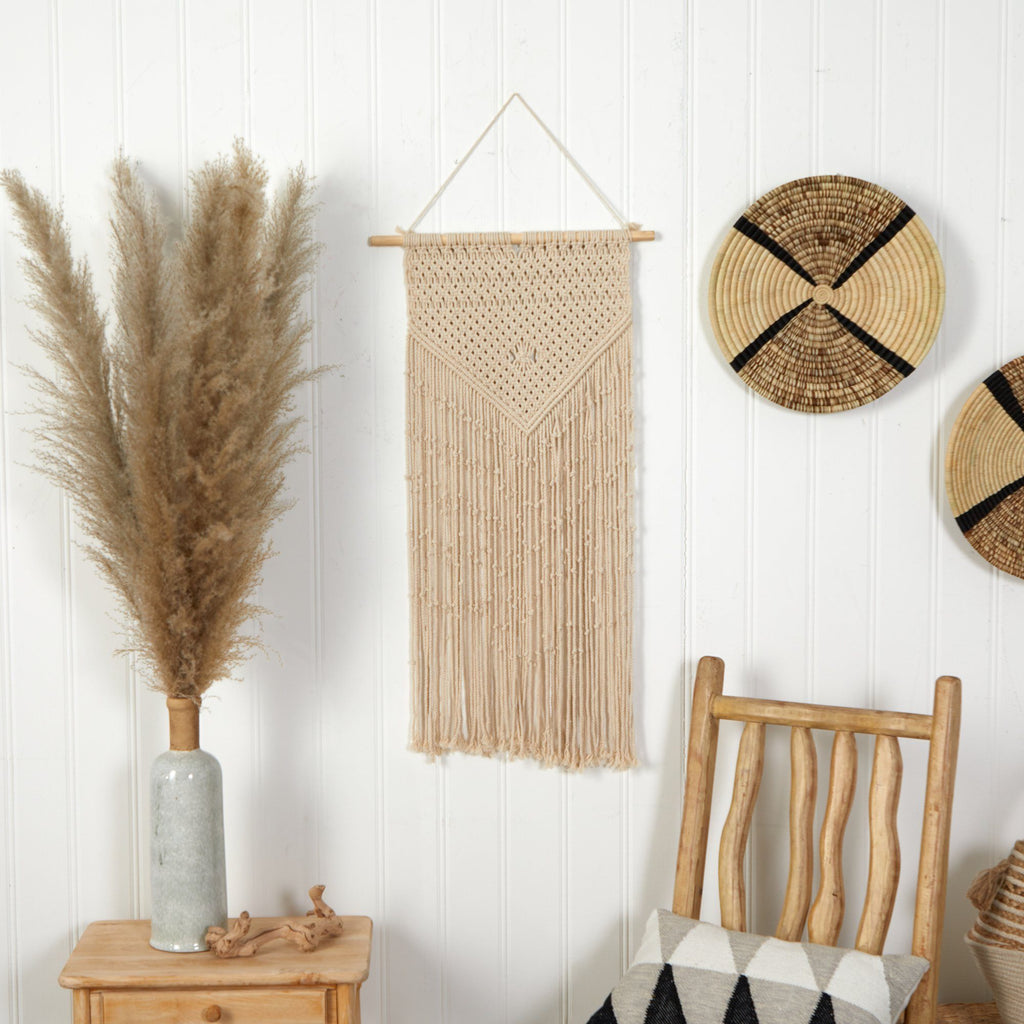 34” x 18” Hand Crafted Boho Macrame Wall Hanging Decor