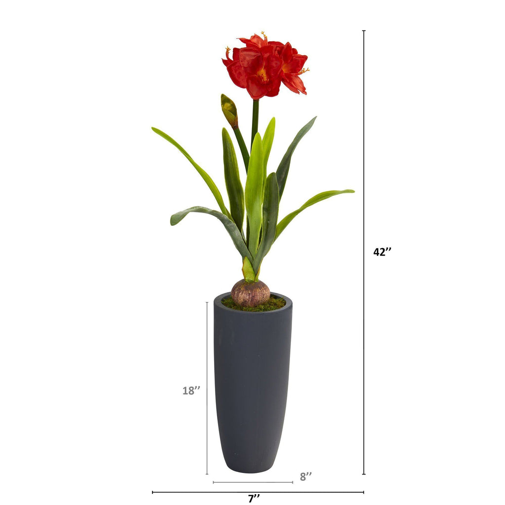 3.5’ Amaryllis Artificial Plant in Gray Planter
