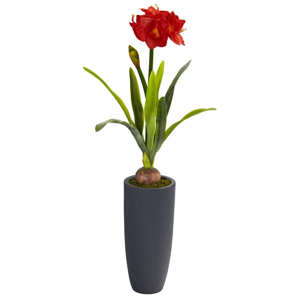 3.5’ Amaryllis Artificial Plant in Gray Planter