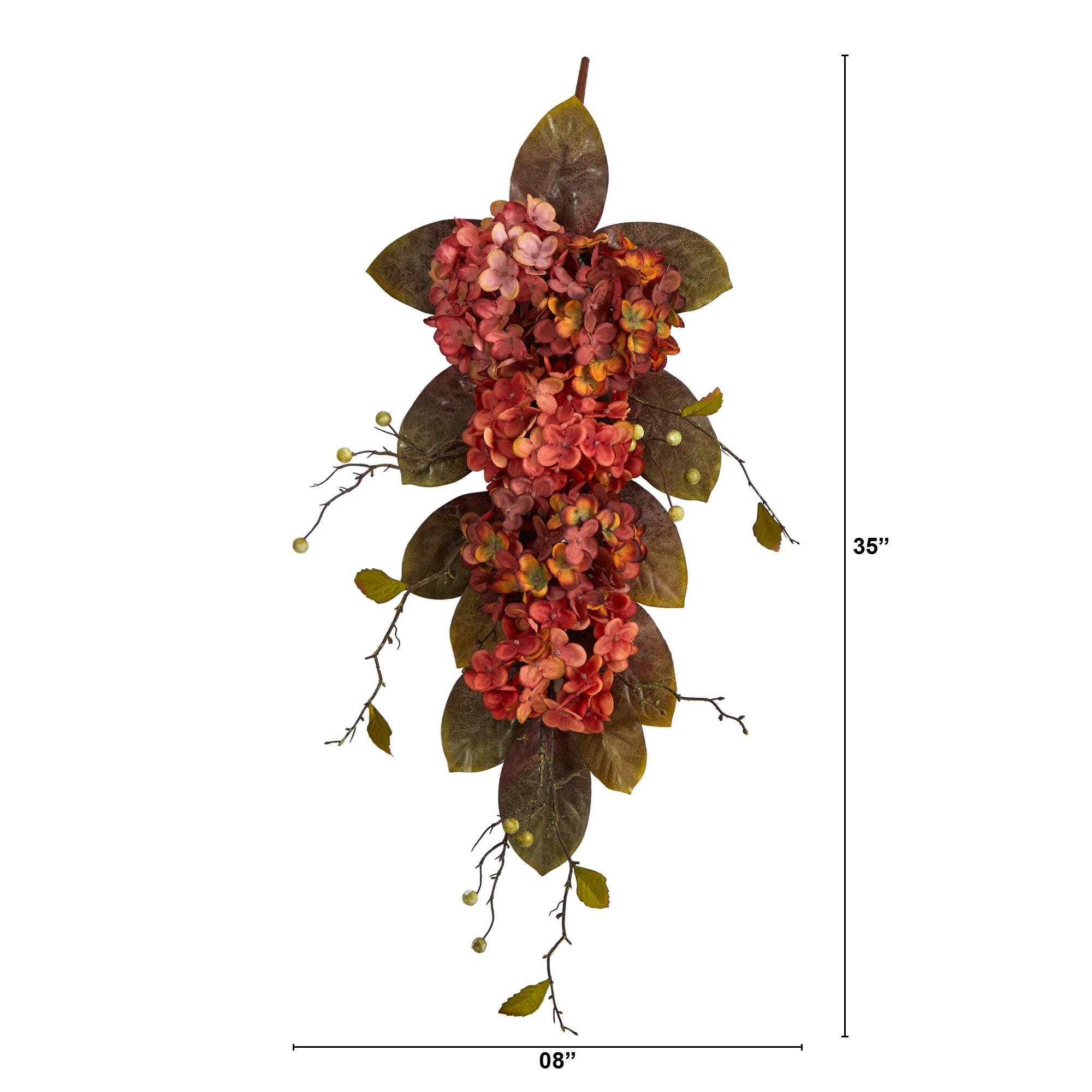 35” Autumn Hydrangea and Berry Artificial Fall Tear Drop