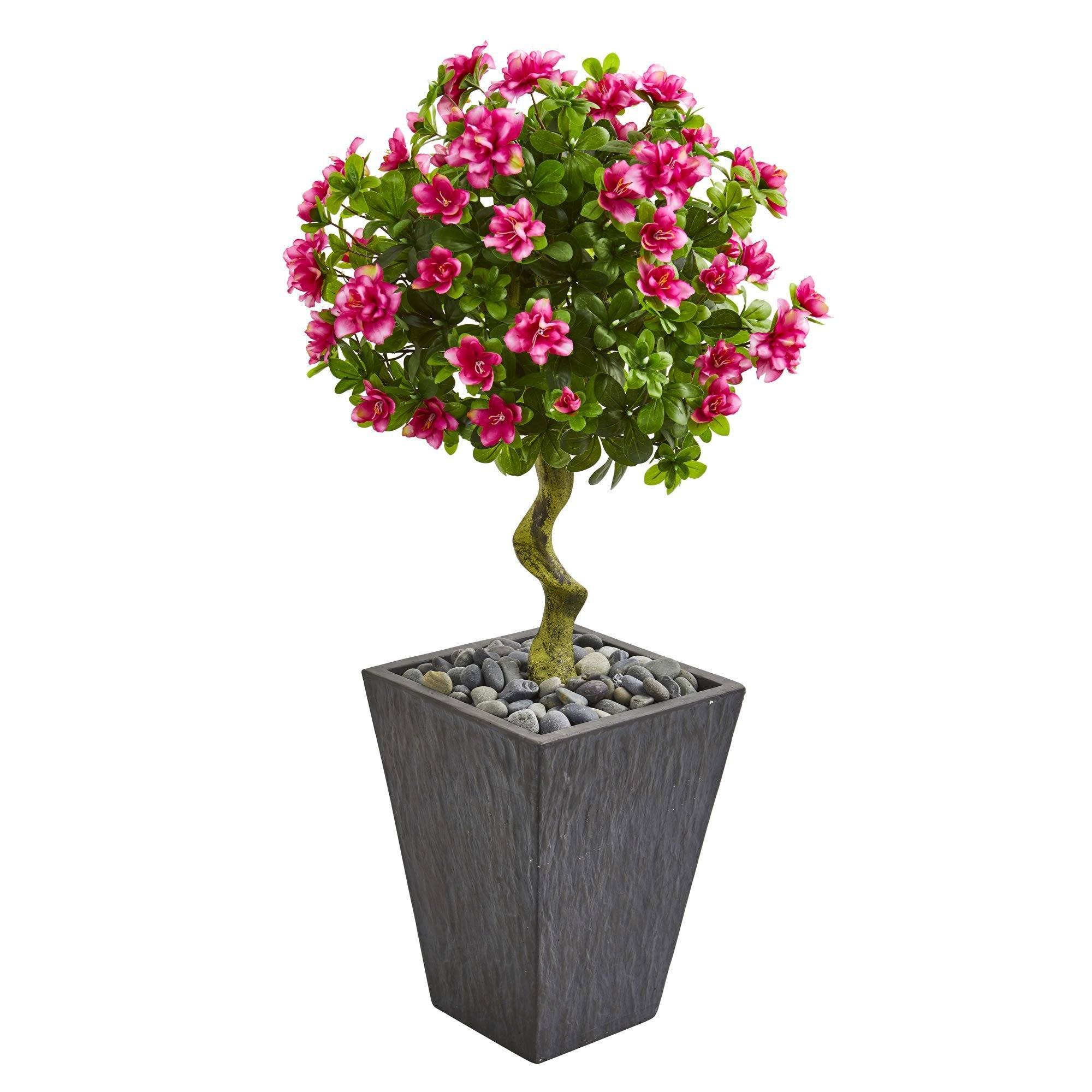 3.5’ Azalea Artificial Topiary Tree in Slate Finished Planter